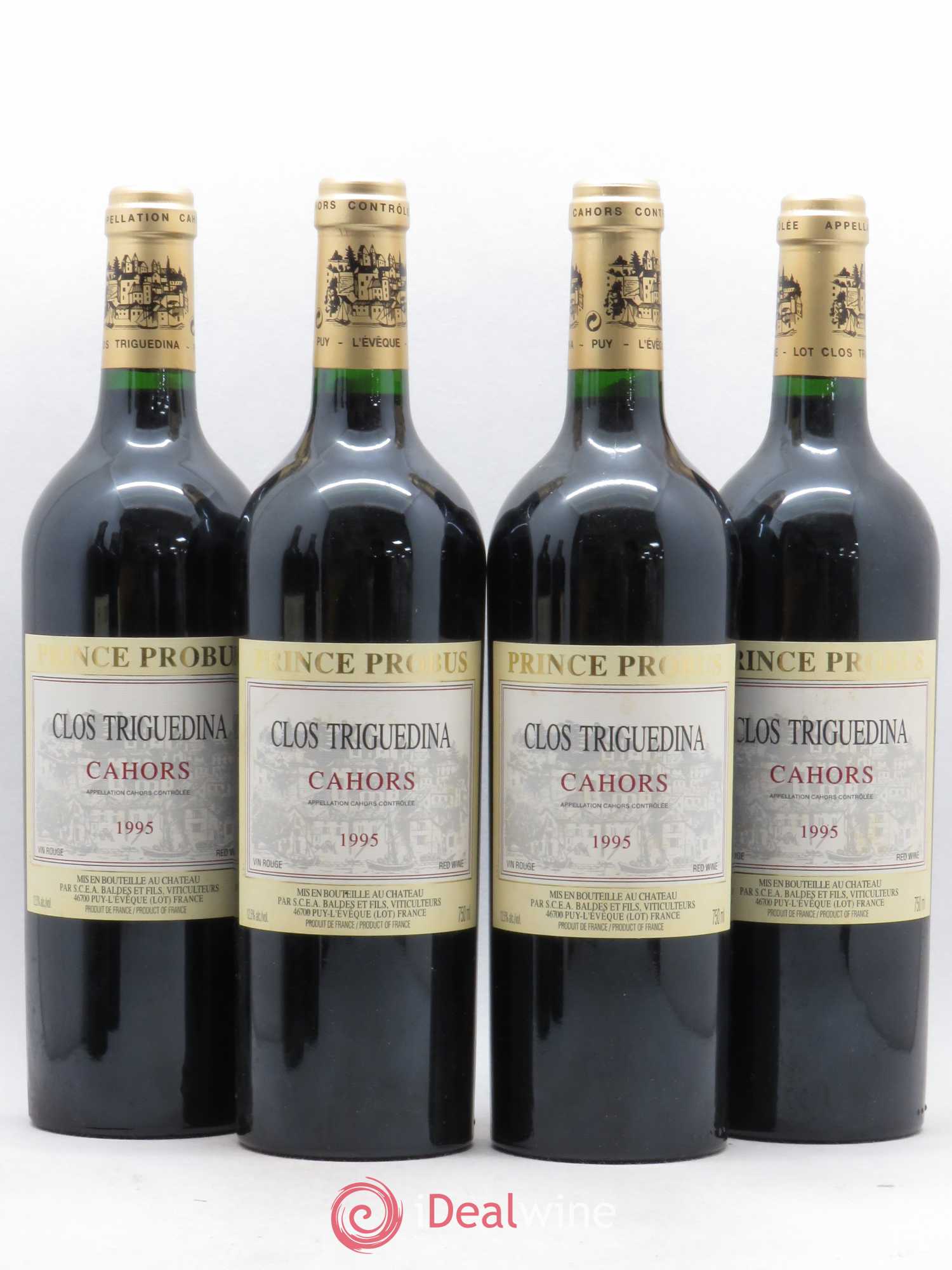 Cahors Clos Triguedina Jean-Luc Baldès Prince Probus 1995 - Lot de 4 bouteilles - 0
