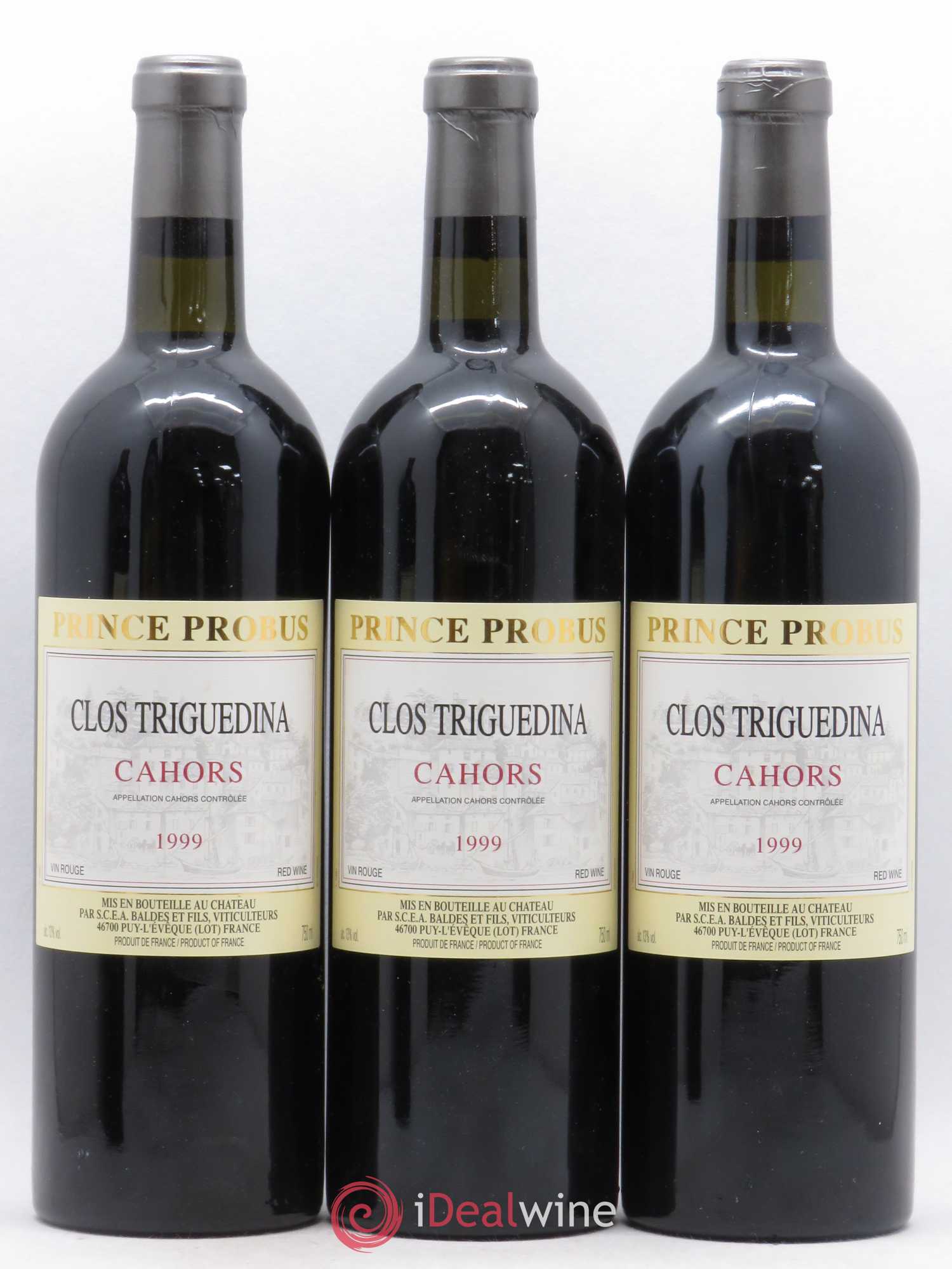 Cahors Clos Triguedina Probus Jean-Luc Baldès Prince Probus 1999 - Lot de 3 bouteilles - 0