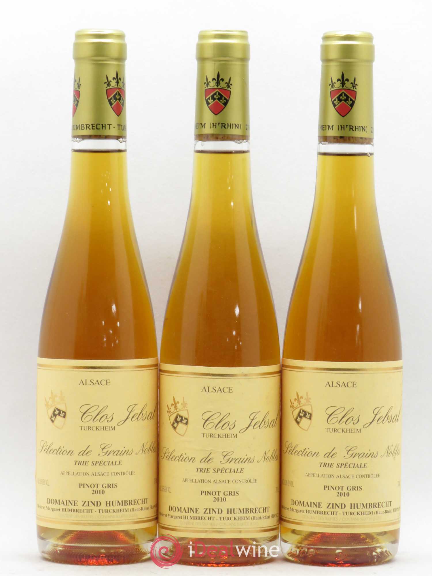 Alsace Pinot Gris Clos Jebsal Séléction de Grains Nobles Trie Spéciale Zind-Humbrecht (Domaine) 2010 - Posten von 3 Demi-Flaschen - 0