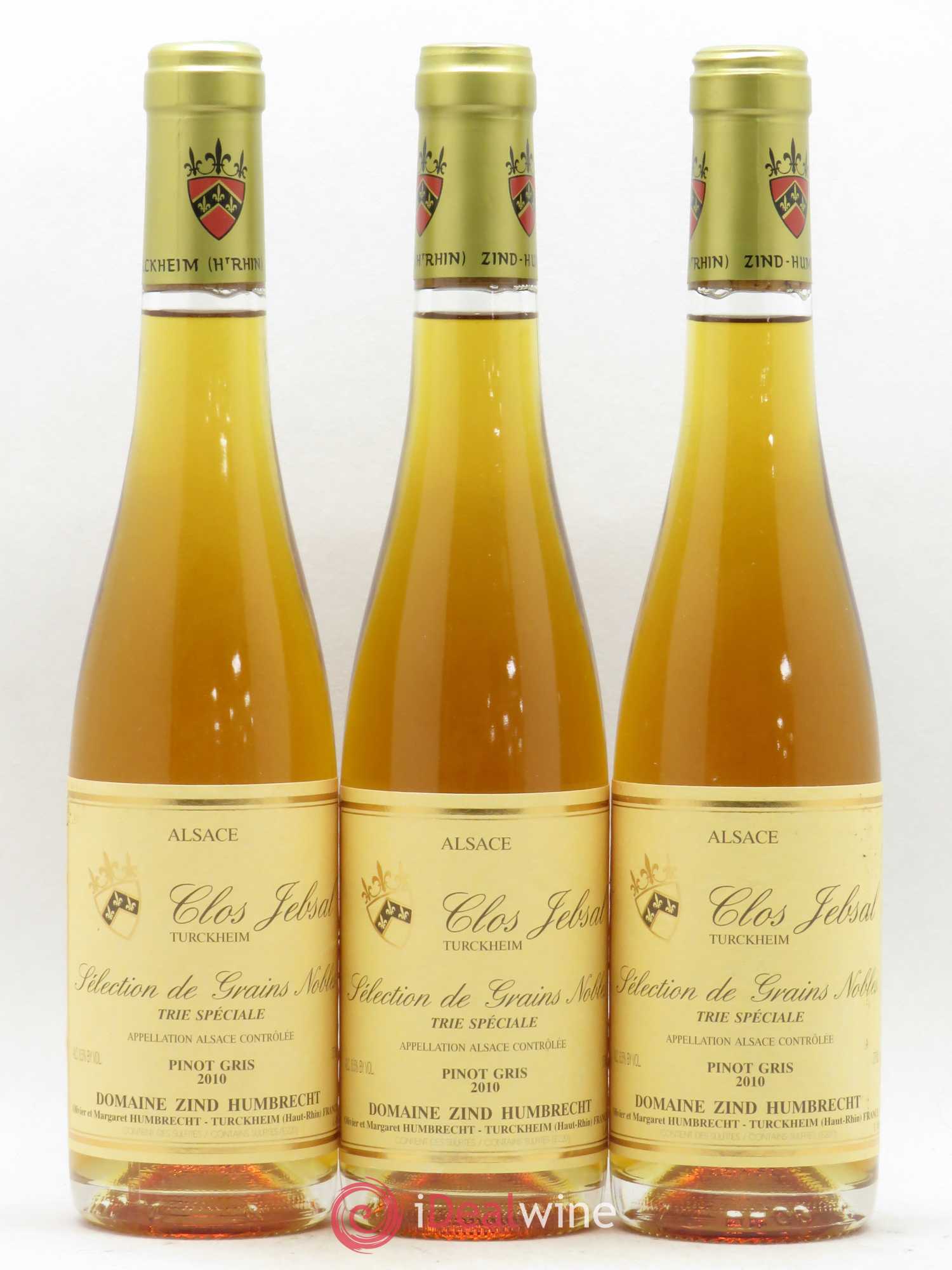 Alsace Pinot Gris Clos Jebsal Séléction de Grains Nobles Trie Spéciale Zind-Humbrecht (Domaine) 2010 - Posten von 3 Demi-Flaschen - 0