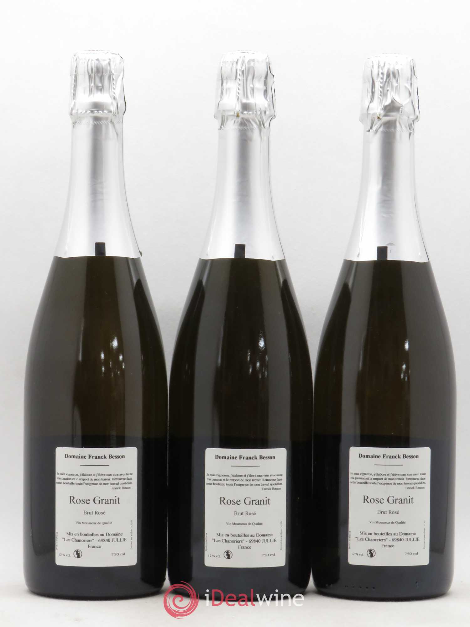 Vin de France Méthode traditionnelle Brut Rosé Granit Besson - Lot of 3 bottles - 1