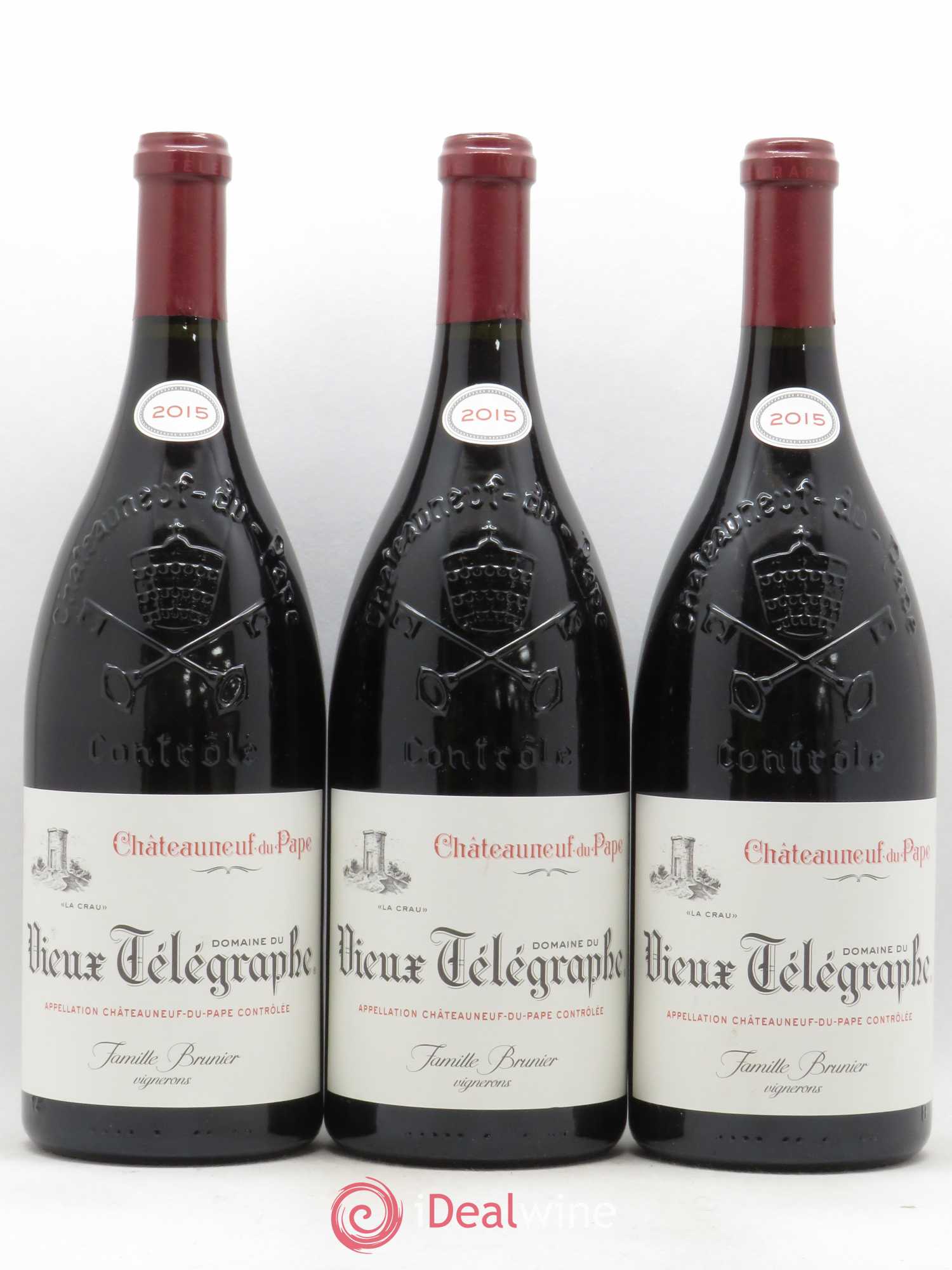 Châteauneuf-du-Pape Vieux Télégraphe (Domaine du) Vignobles Brunier 2015 - Lot de 3 magnums - 0