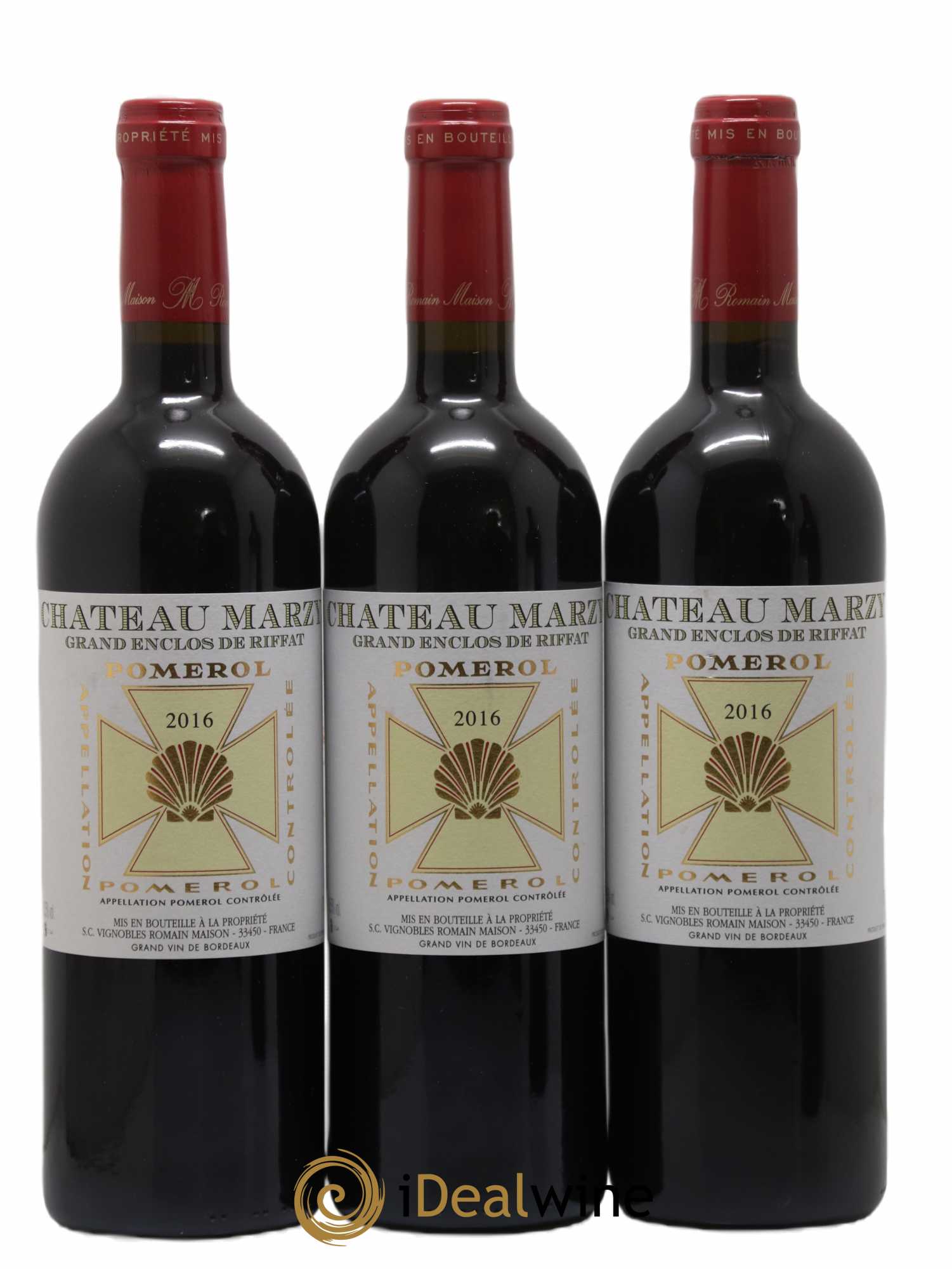 Pomerol Château Marzy Grand Enclos de Riffat 2016 - Lot de 3 bouteilles - 0