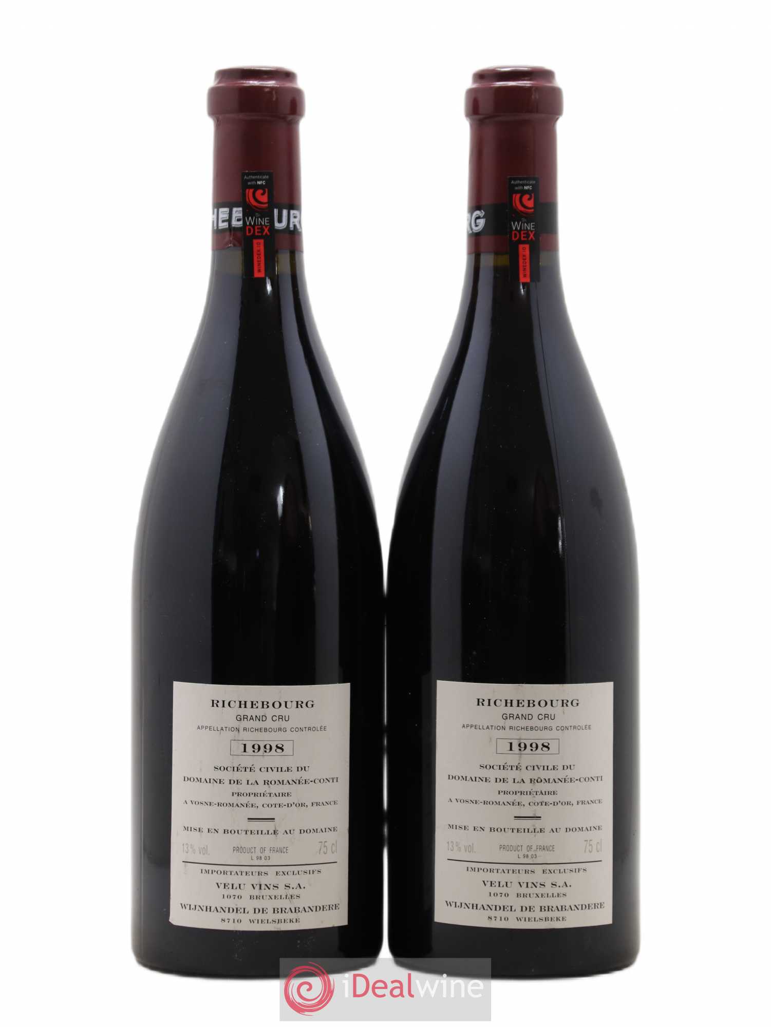 Richebourg Grand Cru Domaine de la Romanée-Conti 1998 - Lot de 2 bouteilles - 1