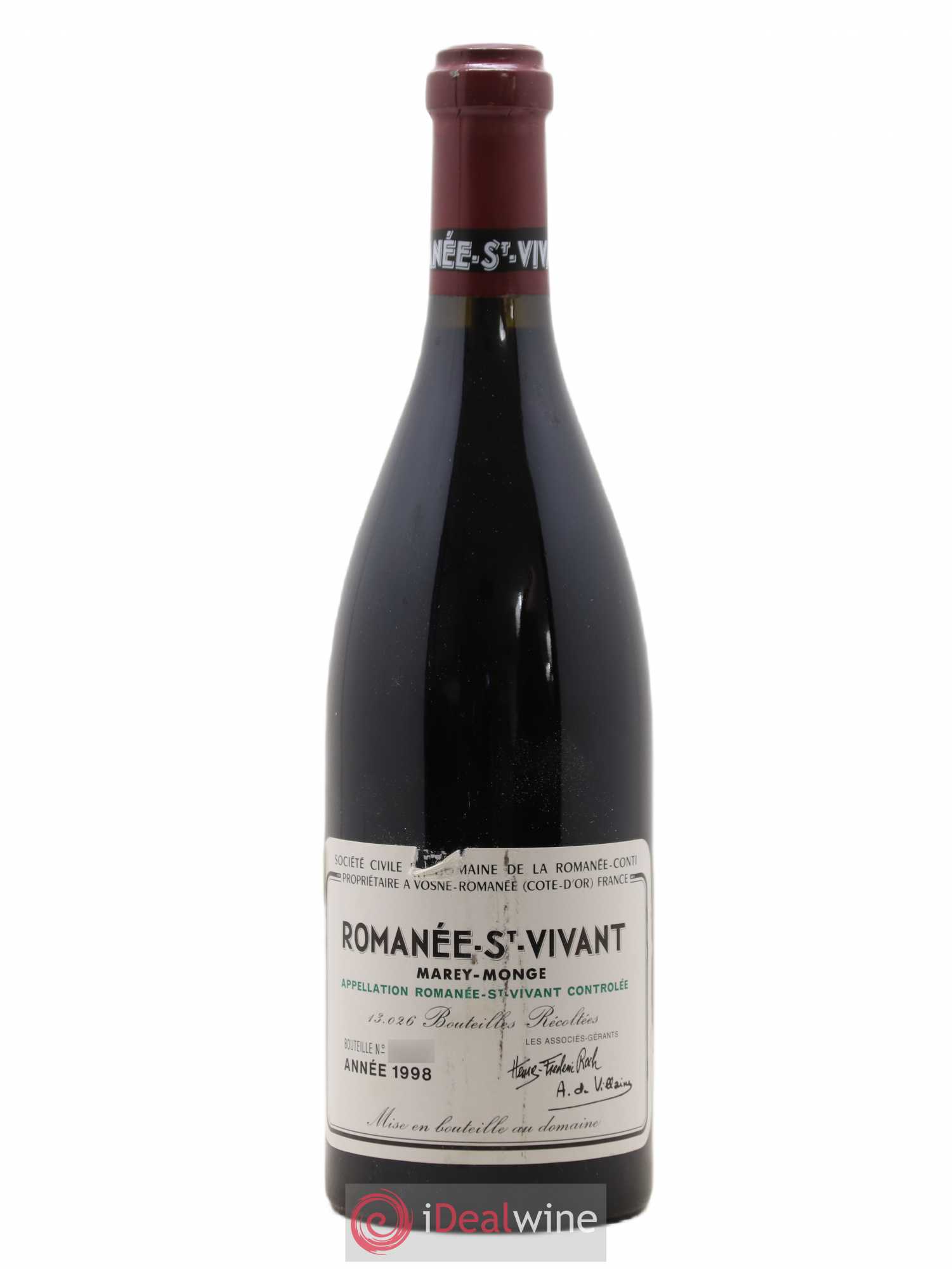 Romanée-Saint-Vivant Grand Cru Domaine de la Romanée-Conti 1998 - Lot de 1 bouteille - 0
