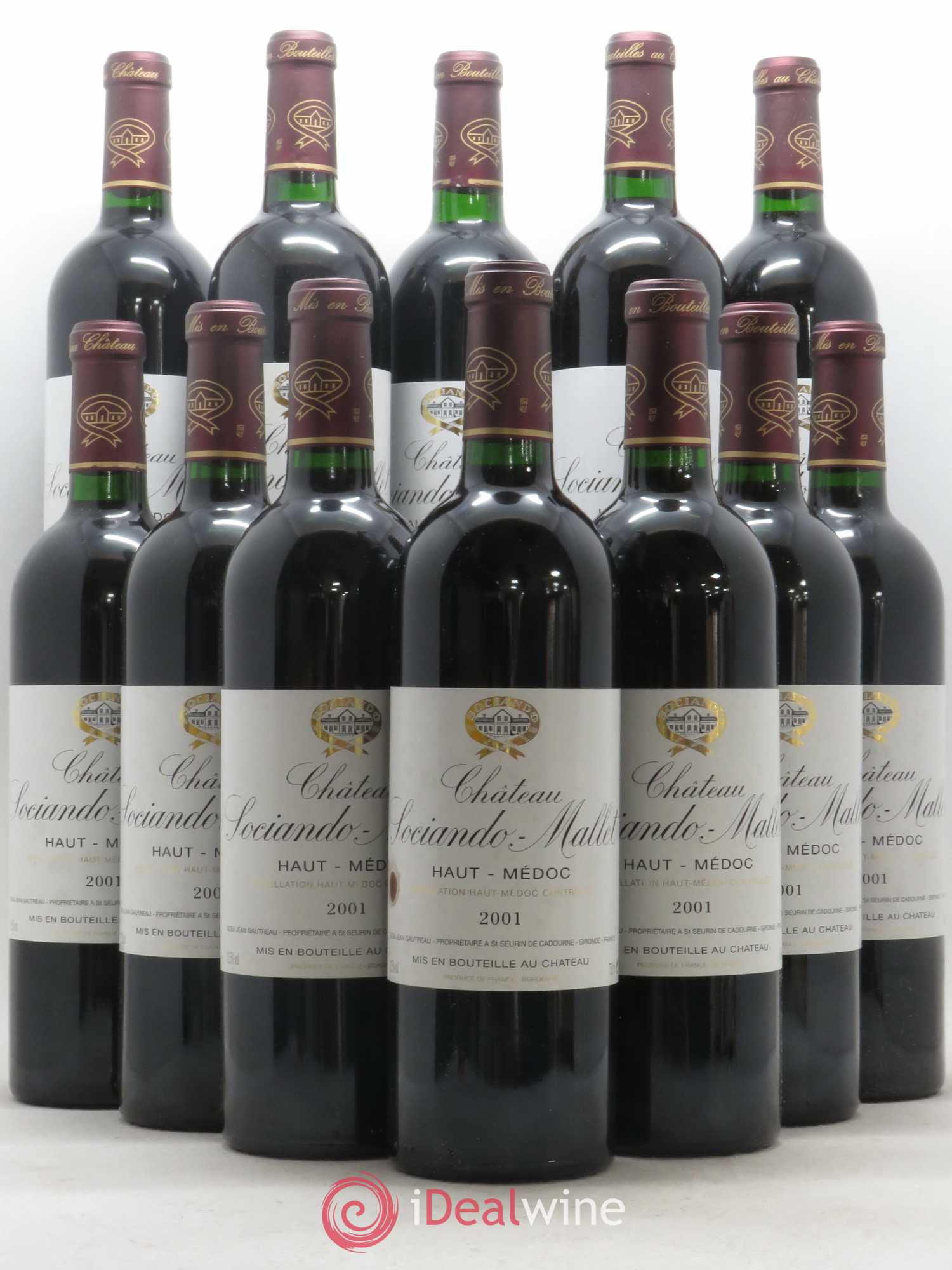 Château Sociando Mallet 2001 - Lot de 12 bouteilles - 0