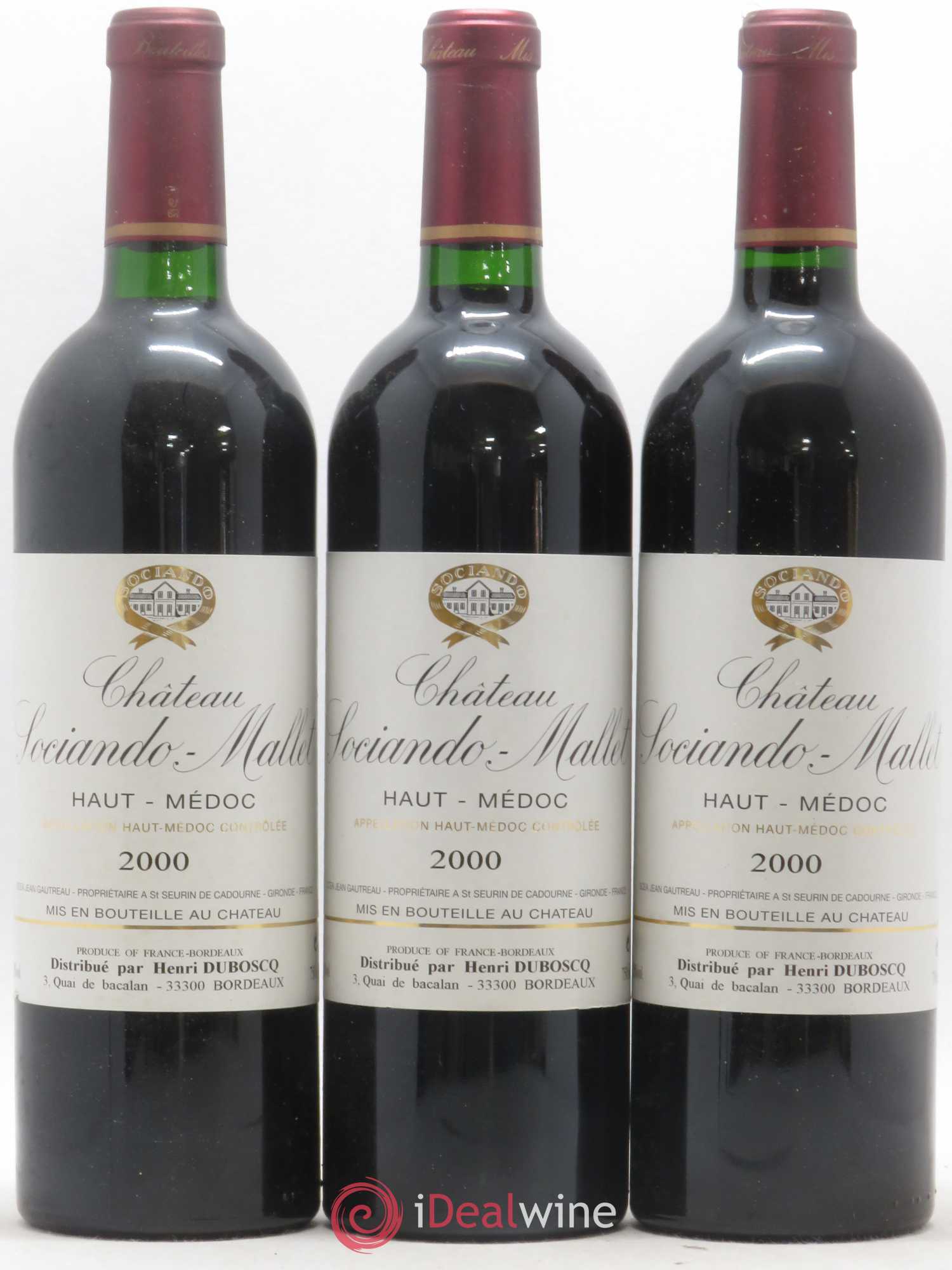 Château Sociando Mallet 2000 - Lot de 12 bouteilles - 1