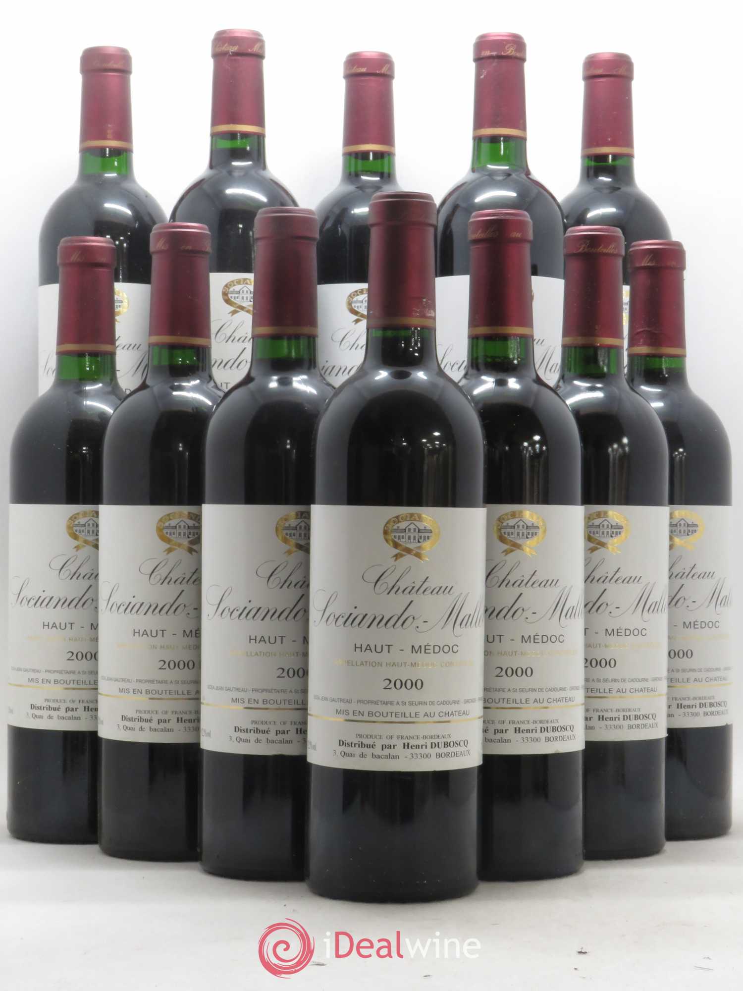 Château Sociando Mallet 2000 - Lot de 12 bouteilles - 0