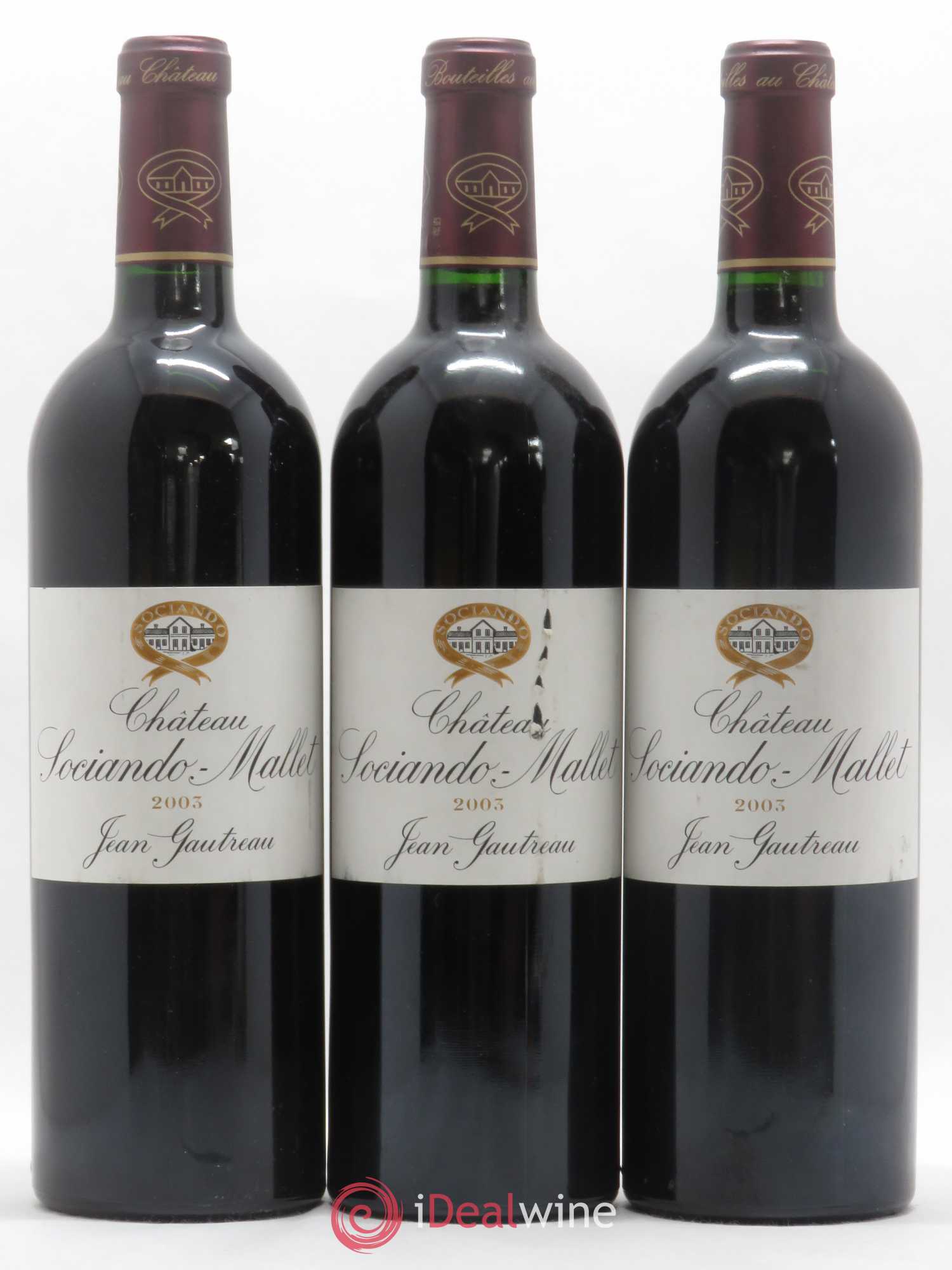 Château Sociando Mallet 2003 - Lot de 3 bouteilles - 0