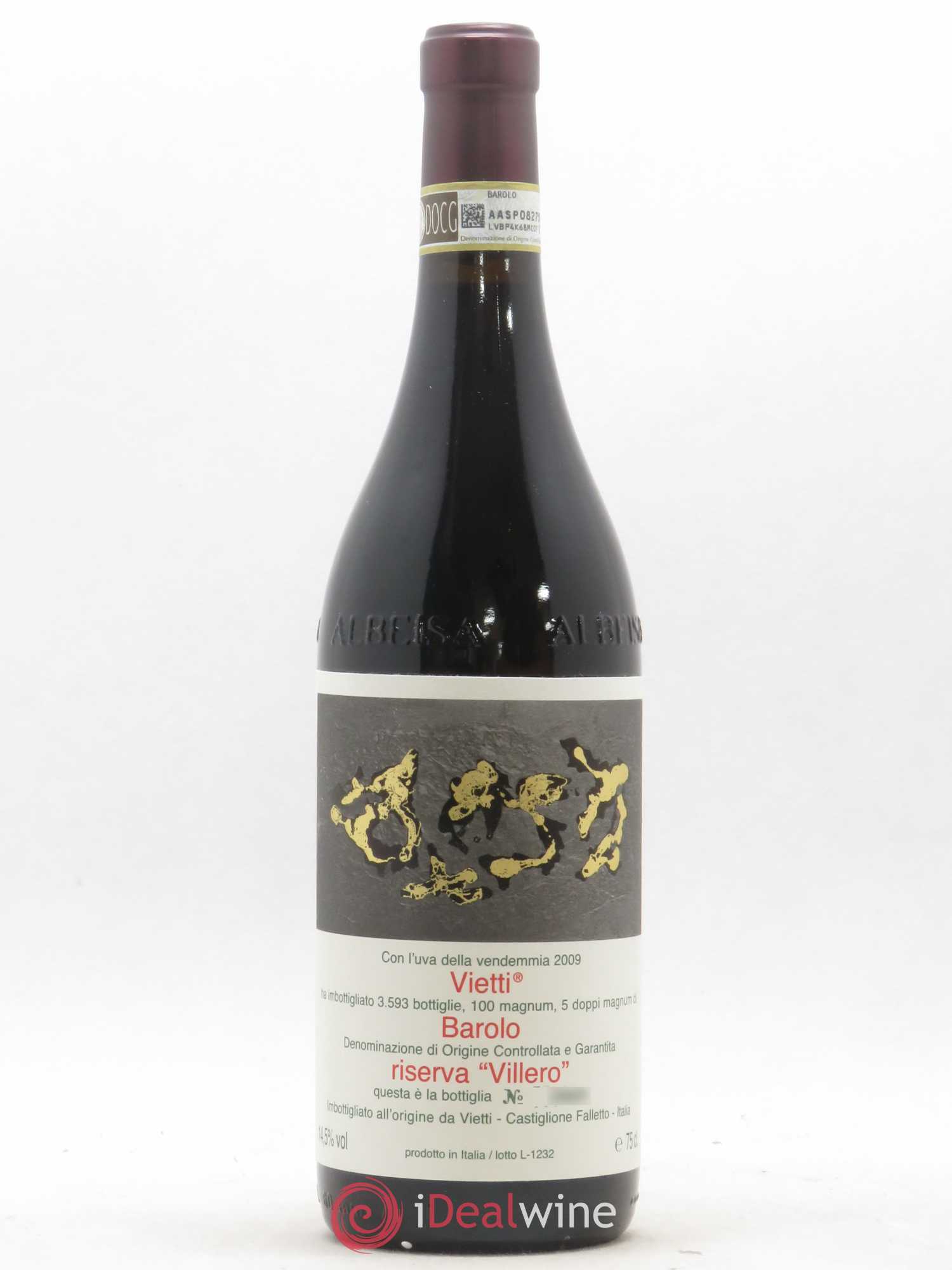Barolo Riserva Villero Vietti 2009 - Lot de 1 bouteille - 0