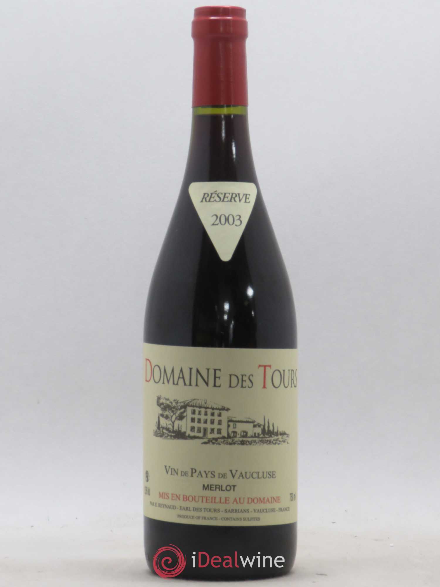 Vaucluse Domaine des Tours Merlot Emmanuel Reynaud 2003 - Lot de 1 bouteille - 0