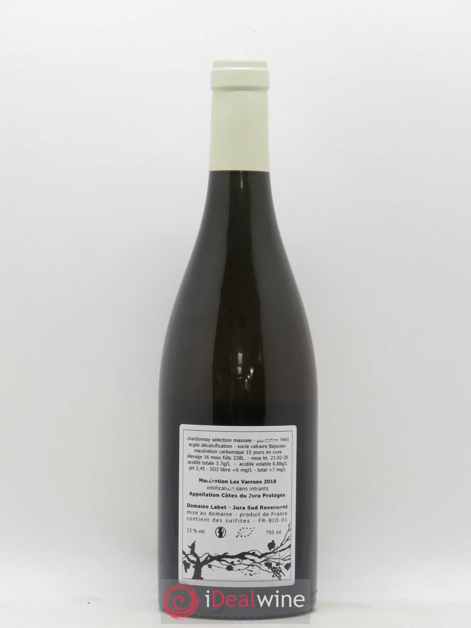Côtes du Jura Chardonnay Les Varrons Romain - Julien - Charline Labet Macération 2018 - Lot de 1 bouteille - 1