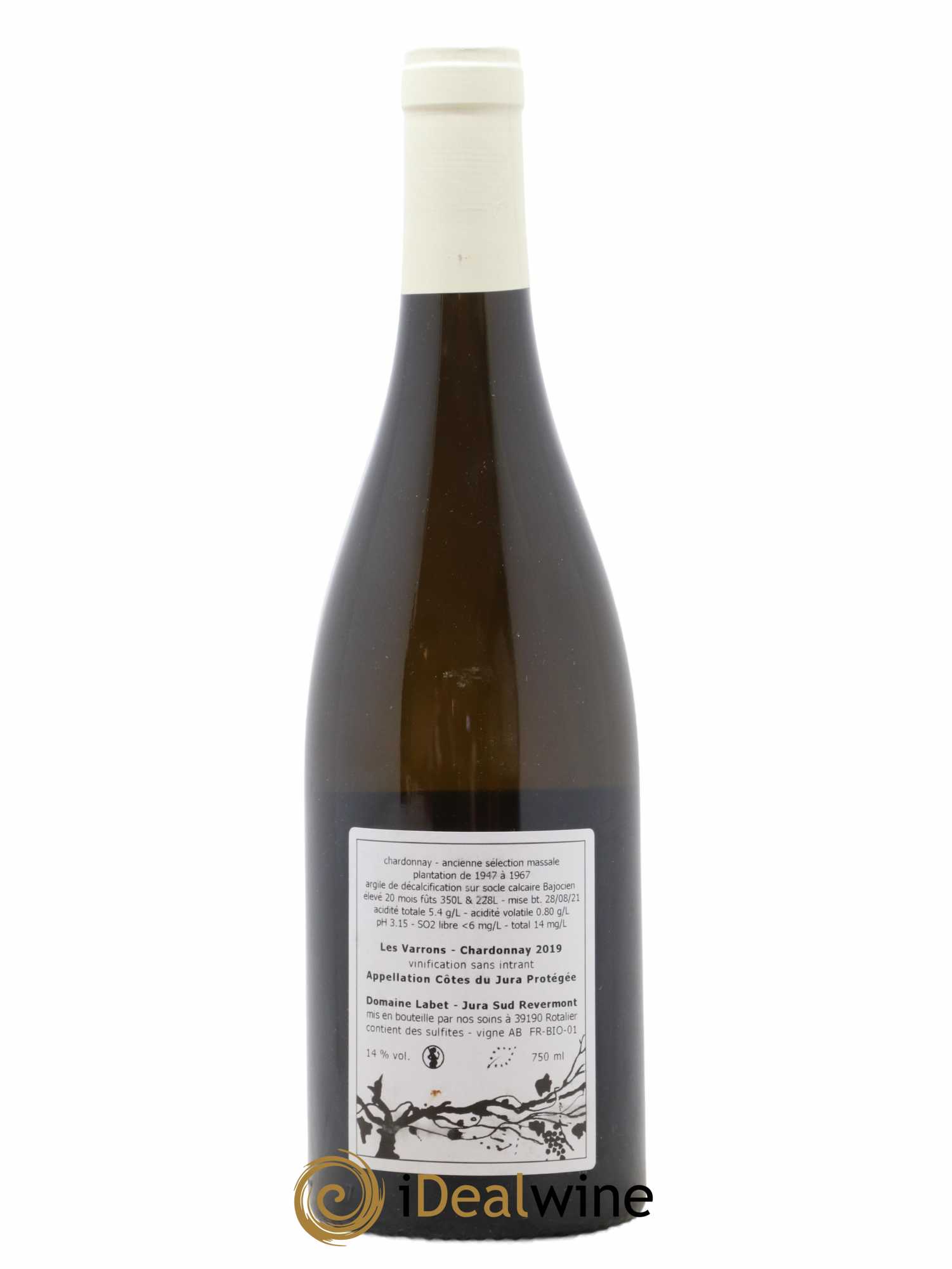 Côtes du Jura Chardonnay Les Varrons Romain - Julien - Charline Labet 2019 - Lot de 1 bouteille - 1
