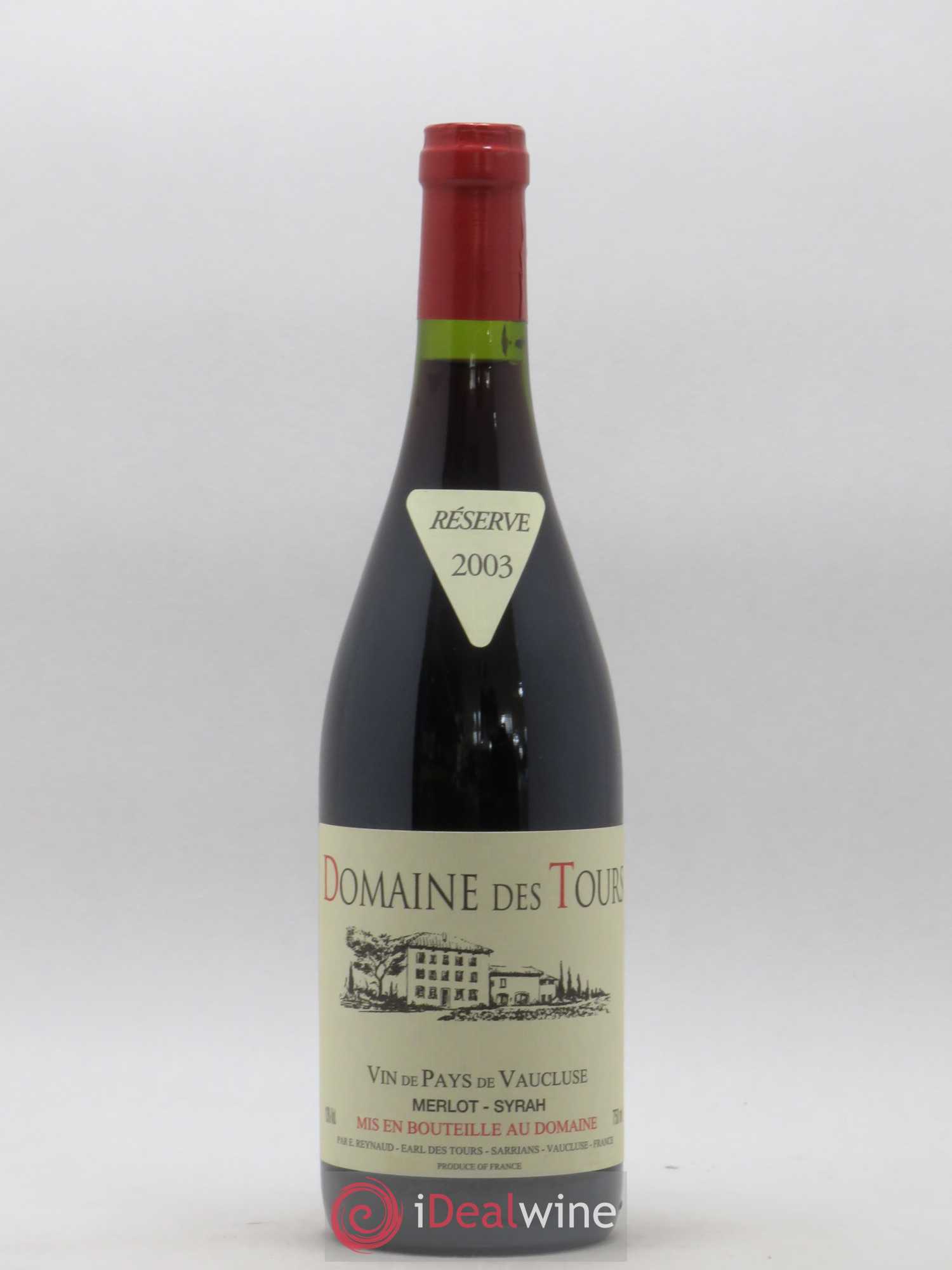 Vaucluse Domaine des Tours Merlot-Syrah Emmanuel Reynaud 2003 - Lot de 1 bouteille - 0