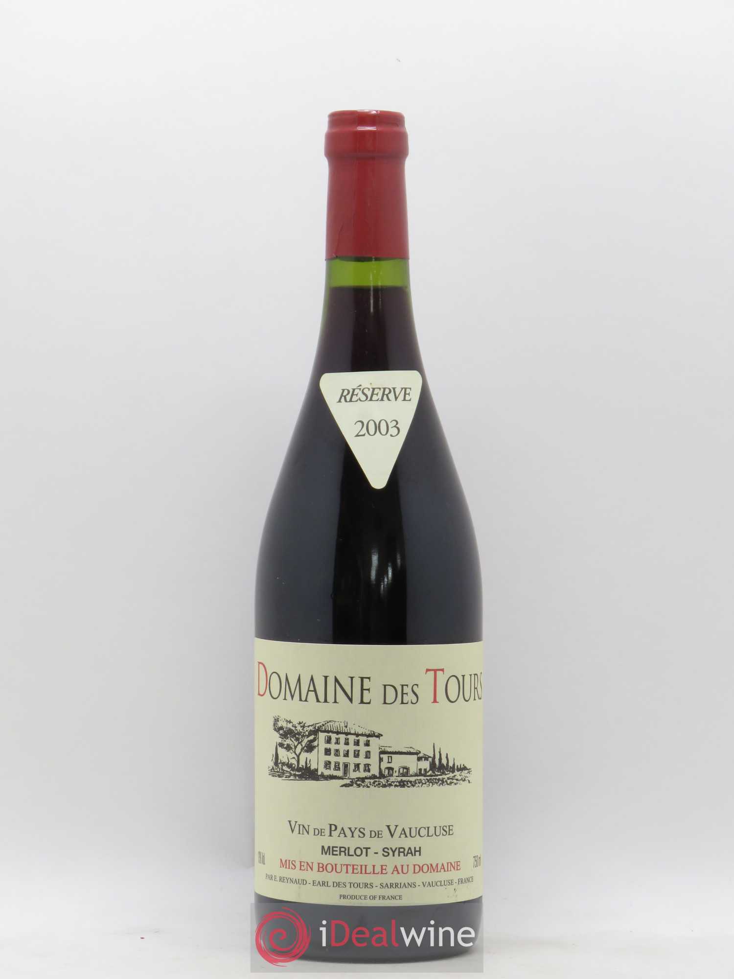 Vaucluse Domaine des Tours Merlot-Syrah Emmanuel Reynaud 2003 - Lot de 1 bouteille - 0