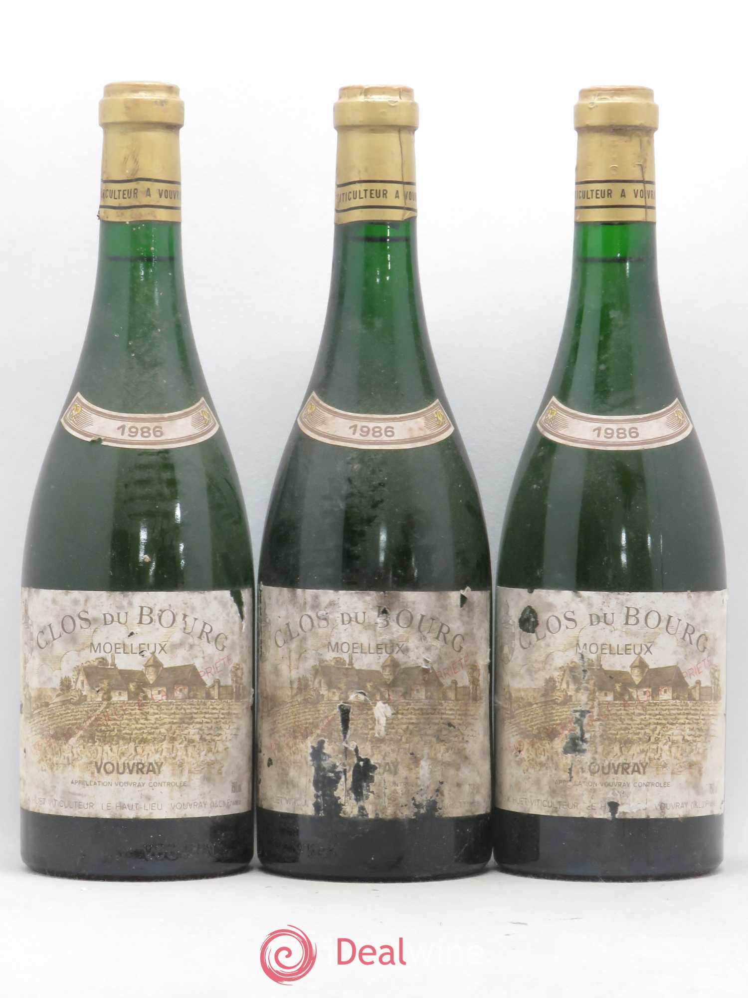 Vouvray Clos du Bourg Moelleux Domaine Huet 1986 - Lotto di 3 bottiglie - 0