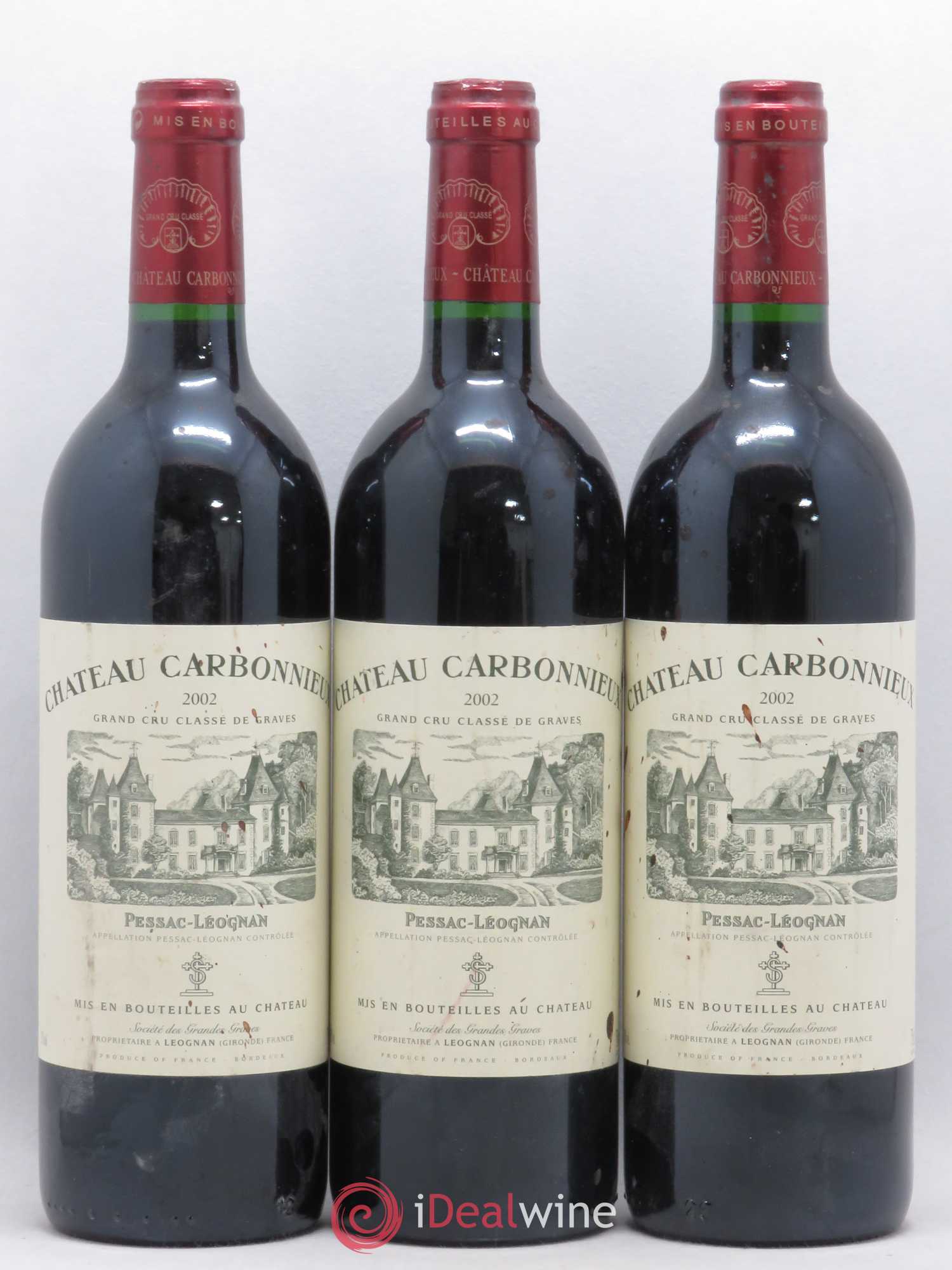 Château Carbonnieux Cru Classé de Graves 2002 - Lot de 3 bouteilles - 0