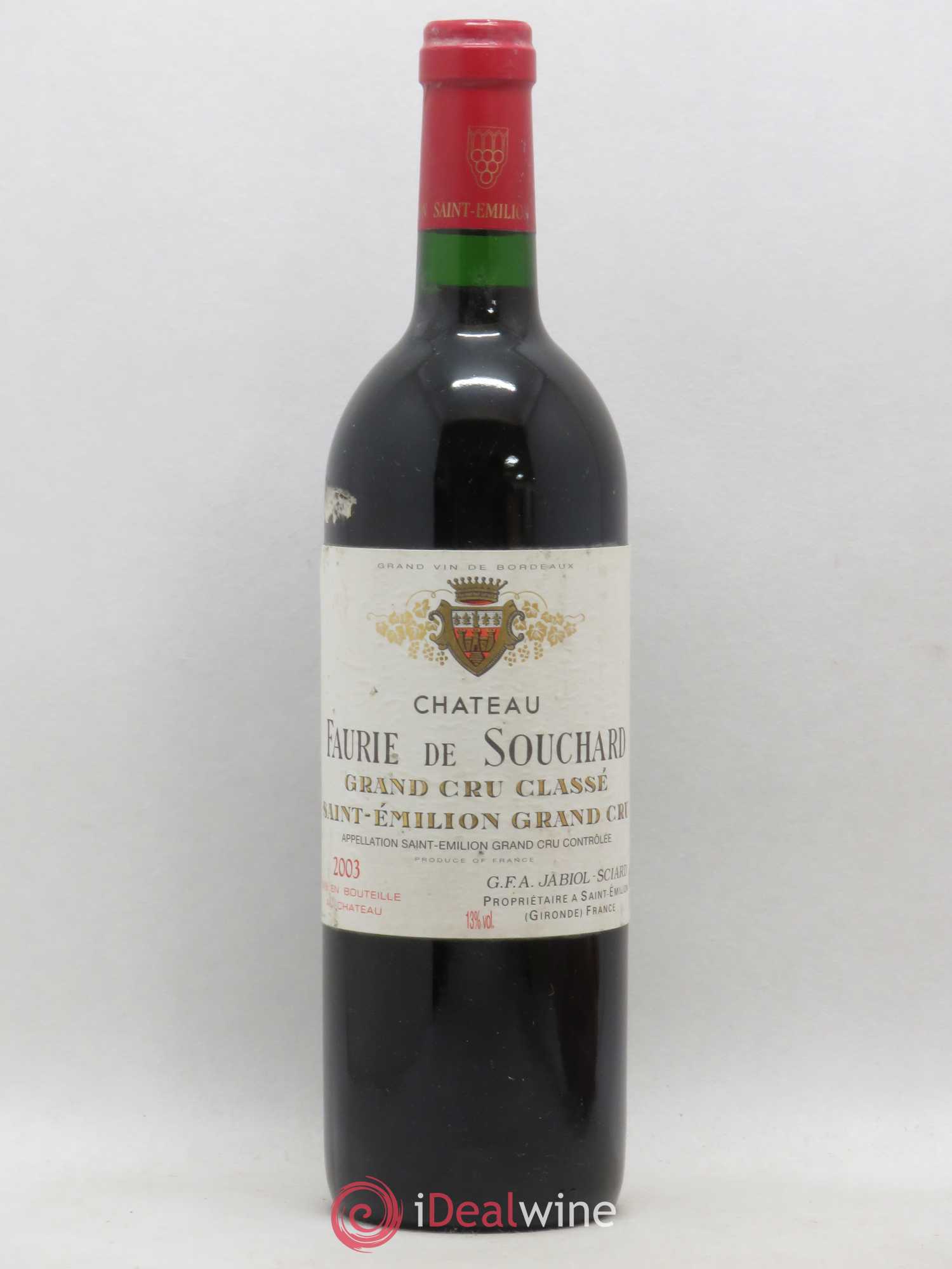 Château Faurie de Souchard Grand Cru Classé 2003 - Lot de 1 bouteille - 0