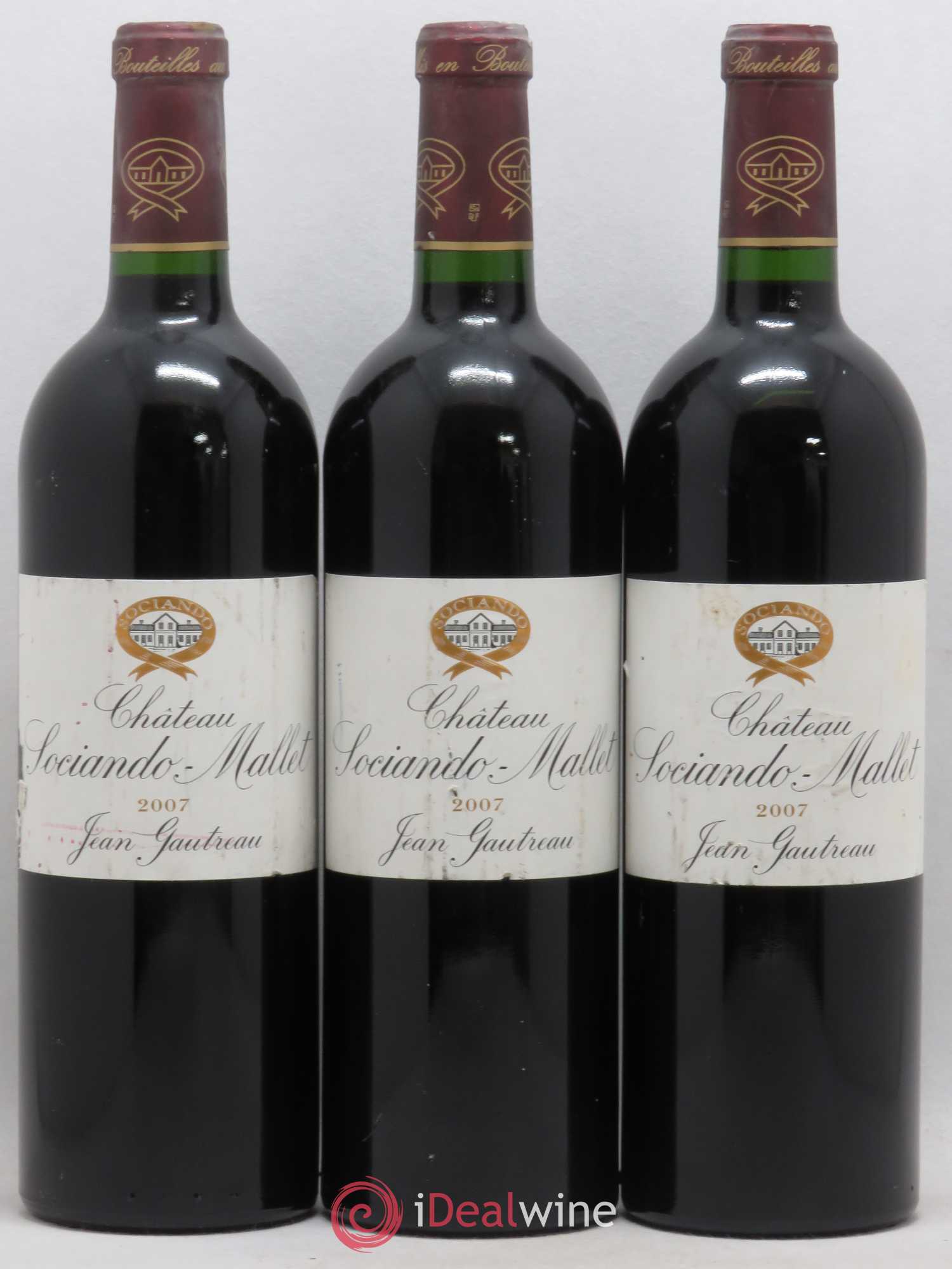 Château Sociando Mallet 2007 - Lot de 3 bouteilles - 0