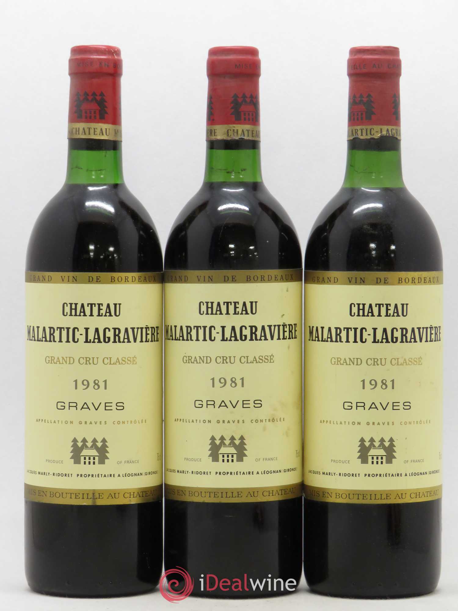 Château Malartic-Lagravière Cru Classé de Graves 1981 - Lot de 3 bouteilles - 0