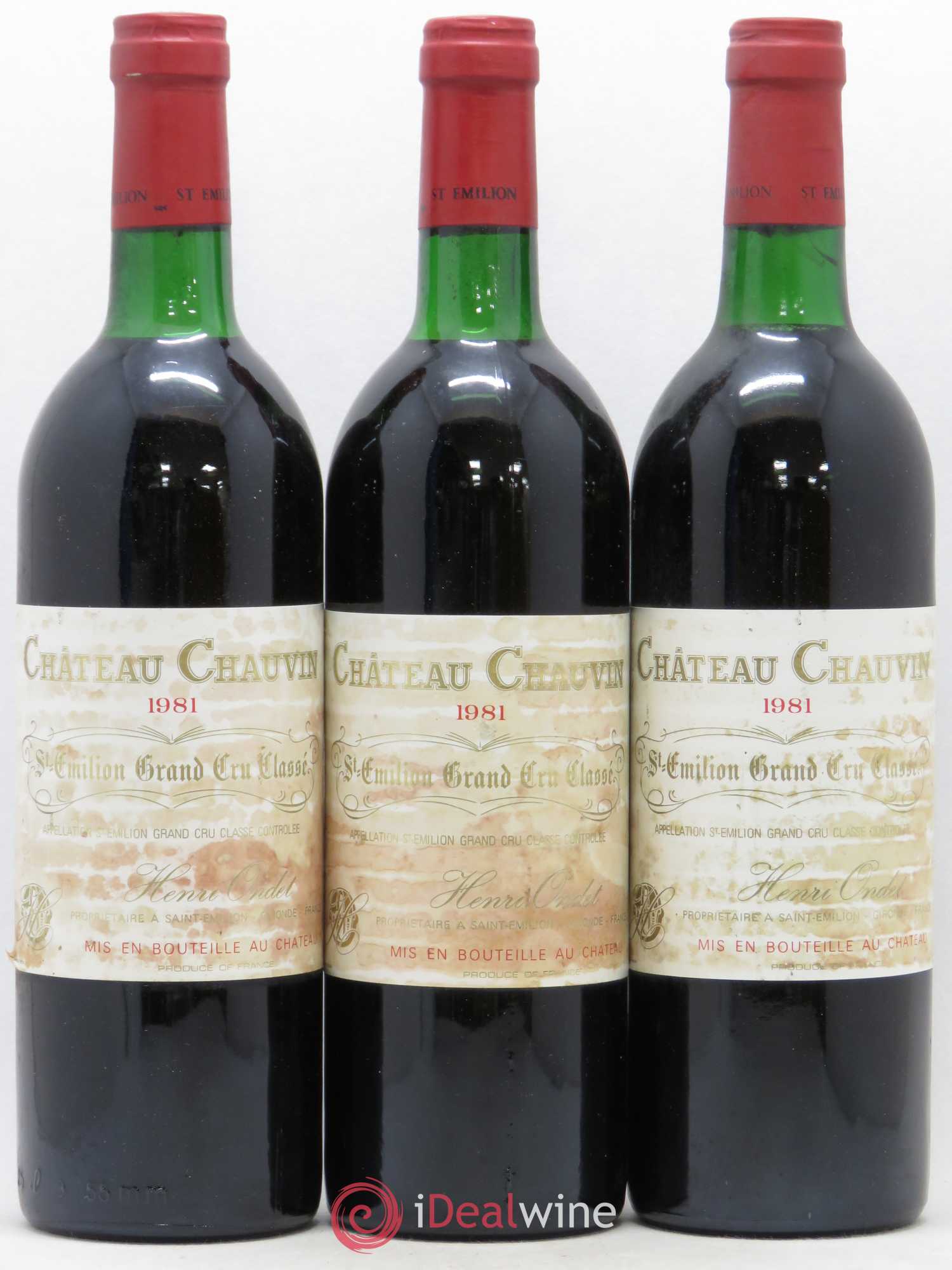 Château Chauvin Grand Cru Classé 1981 - Lot de 3 bouteilles - 0