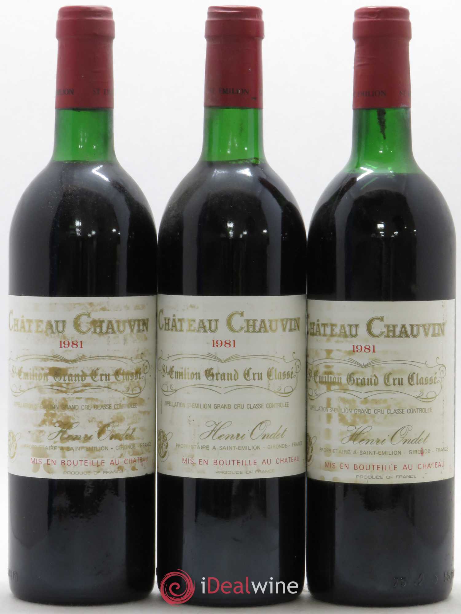 Château Chauvin Grand Cru Classé 1981 - Lot de 3 bouteilles - 0