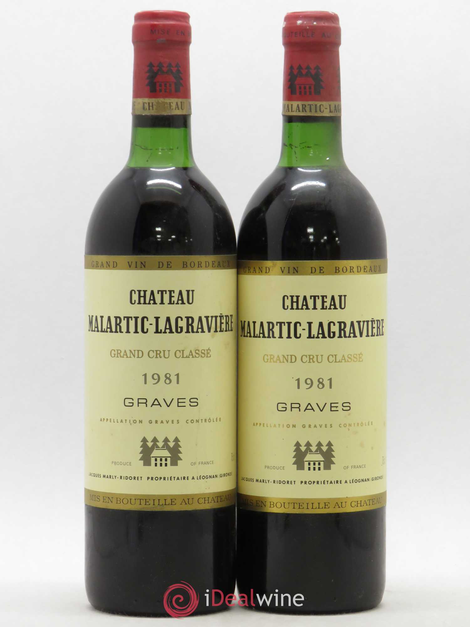 Château Malartic-Lagravière Cru Classé de Graves 1981 - Lot de 2 bouteilles - 0