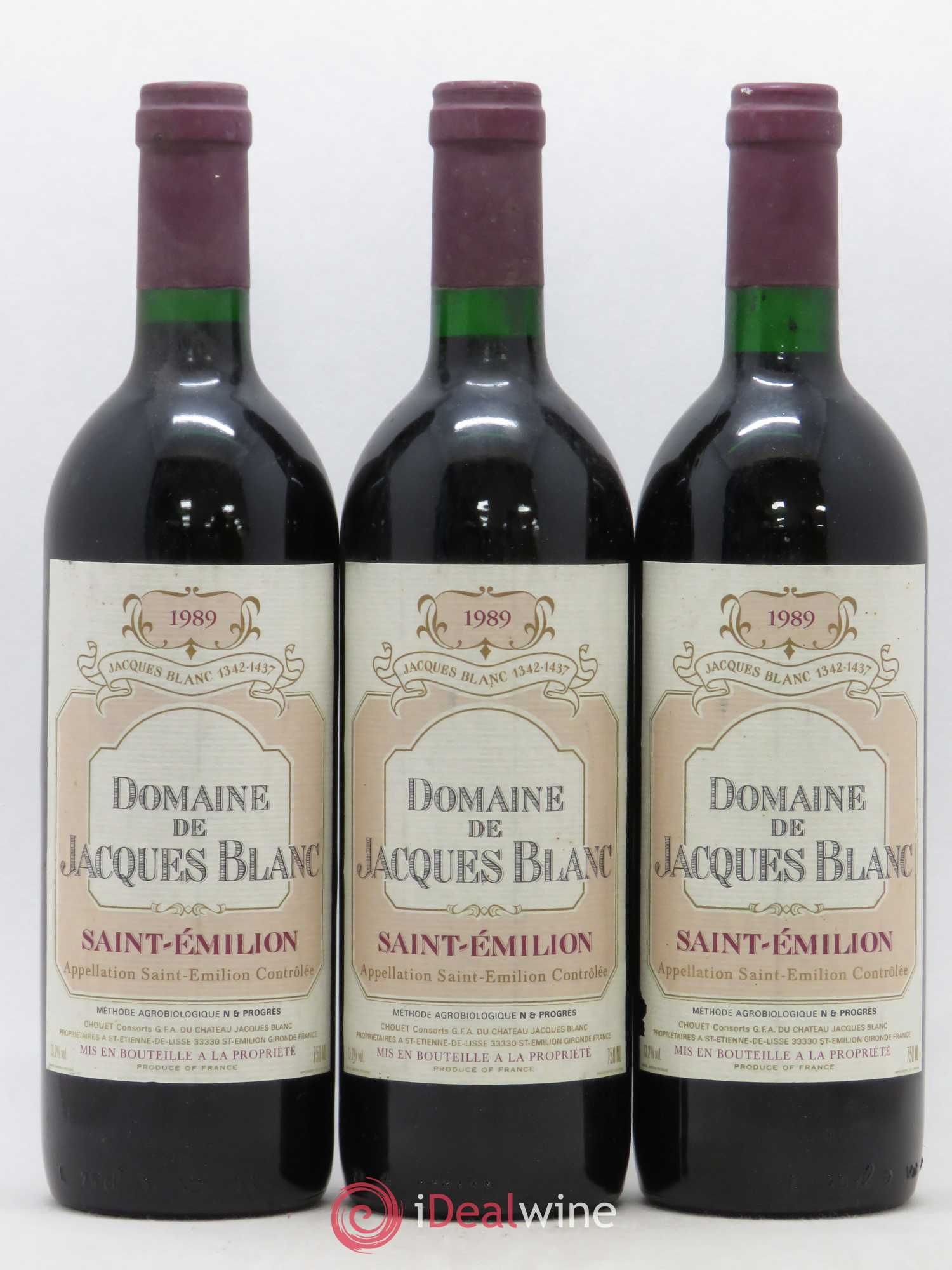 Saint-Émilion Domaine de Jacques Blanc (sans prix de réserve) 1989 - Posten von 3 Flaschen - 0