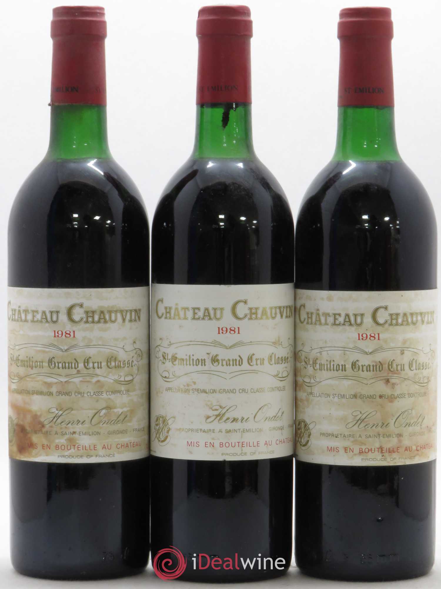 Château Chauvin Grand Cru Classé 1981 - Lot de 3 bouteilles - 0