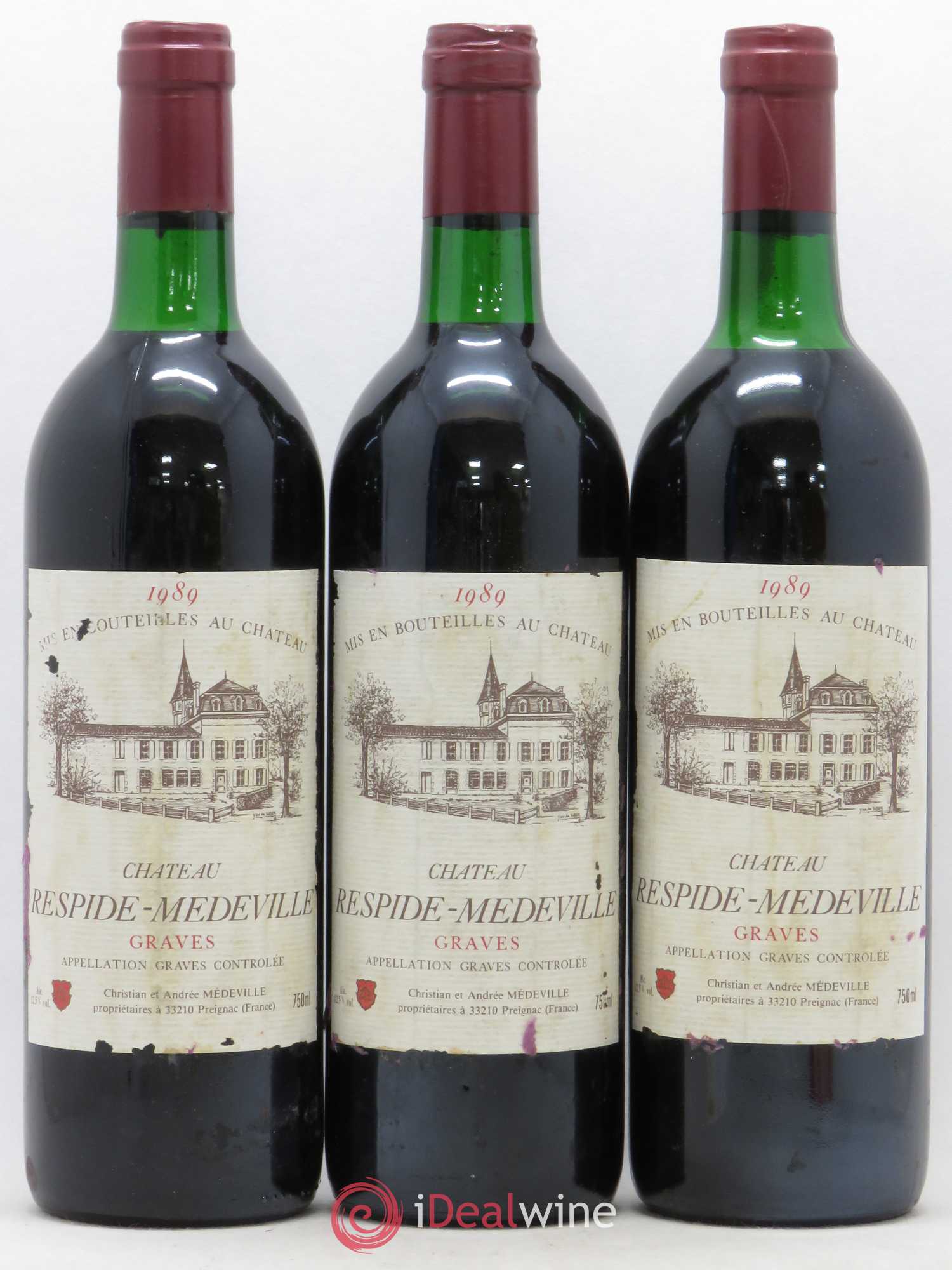 Château Respide Médeville (sans prix de réserve) 1989 - Lot de 3 bouteilles - 0