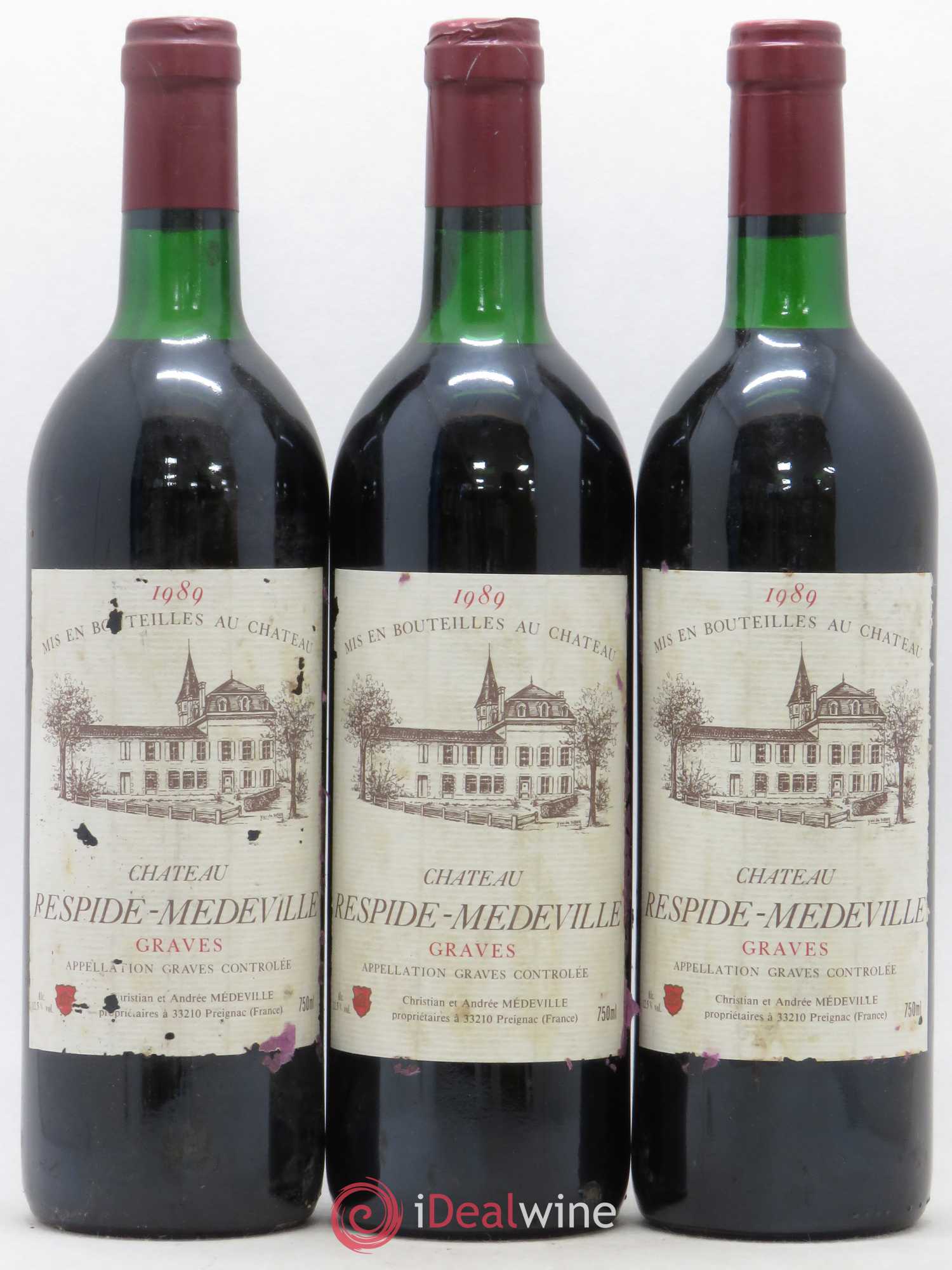 Château Respide Médeville (sans prix de réserve) 1989 - Lot de 3 bouteilles - 0