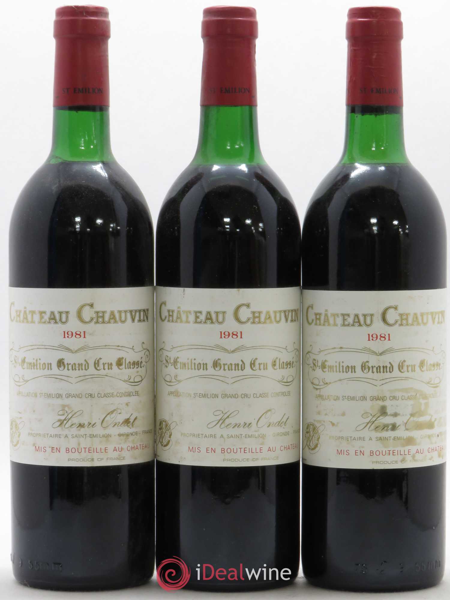 Château Chauvin Grand Cru Classé 1981 - Lot de 3 bouteilles - 0