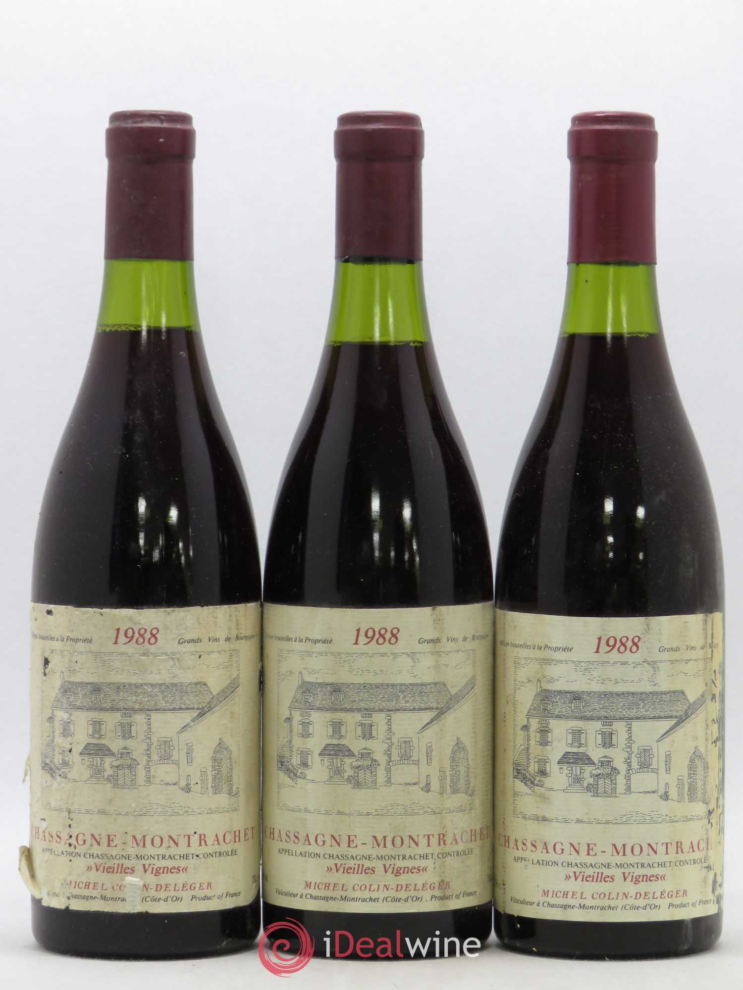 Chassagne-Montrachet Vieilles Vignes Michel Colin Deléger 1988 - Posten von 3 Flaschen - 0