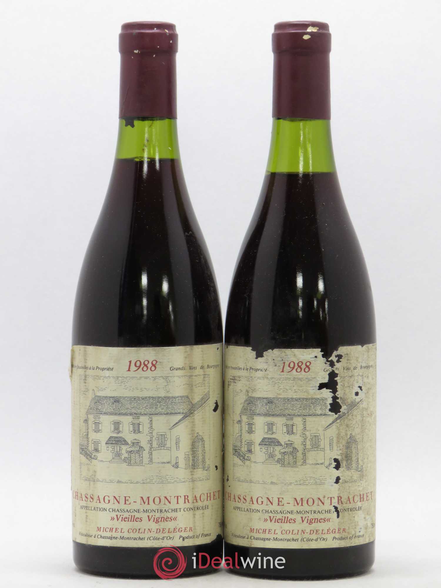Chassagne-Montrachet Vieilles Vignes Michel Colin Deléger 1988 - Lotto di 2 bottiglie - 0