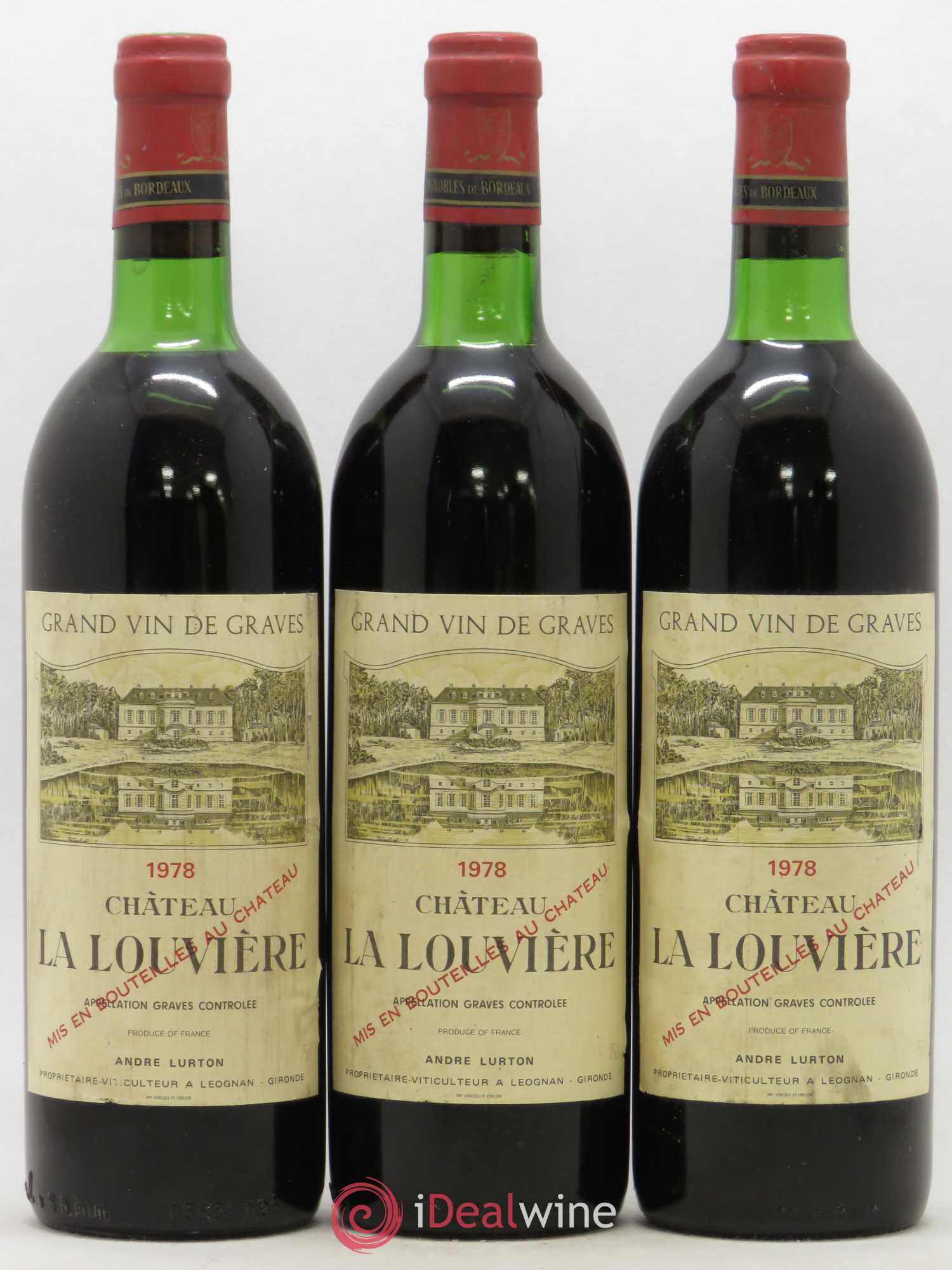 Château la Louvière 1978 - Lot de 3 bouteilles - 0