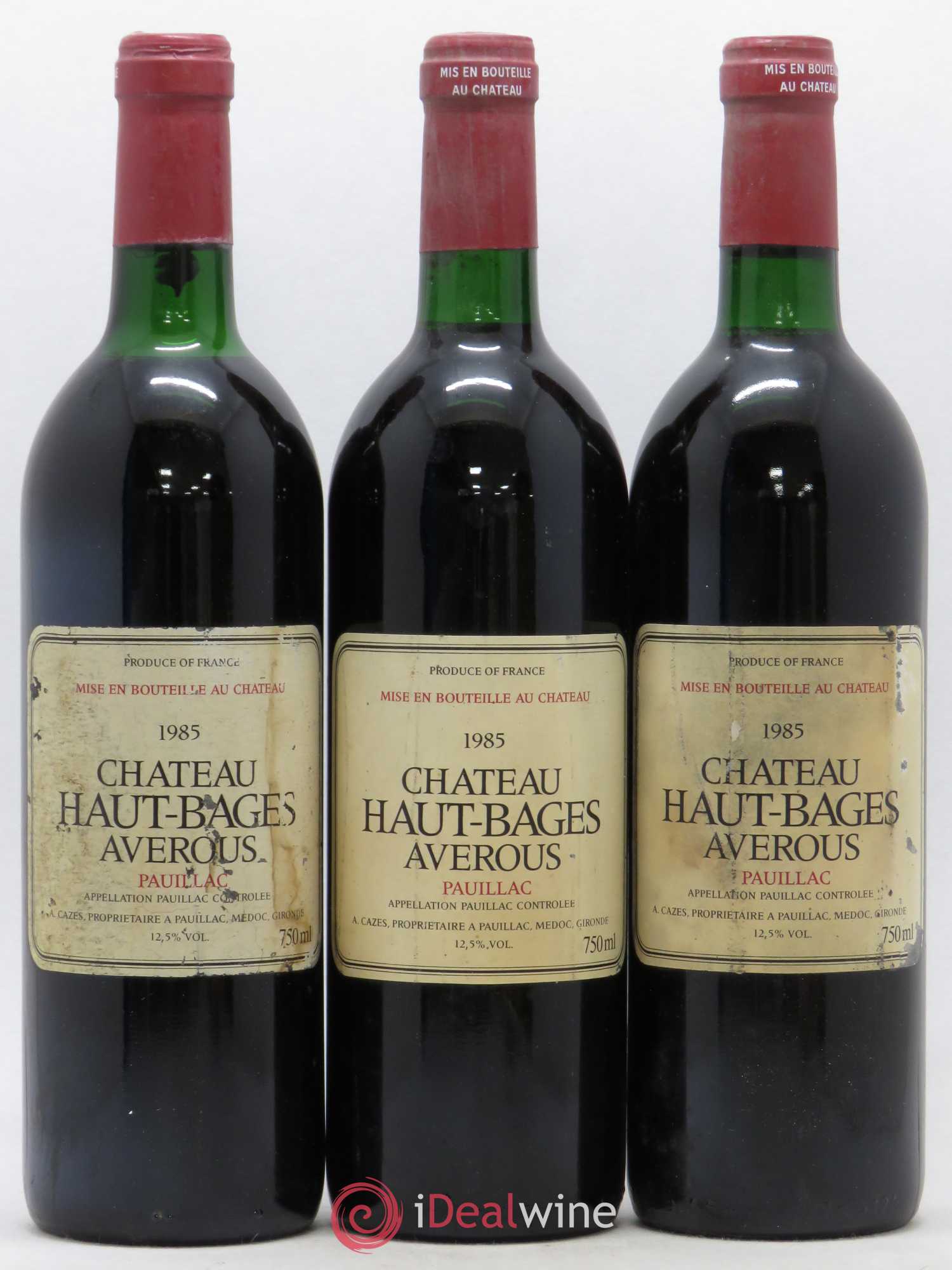Château Haut Bages Averous Cru Bourgeois 1985 - Lot de 3 bouteilles - 0