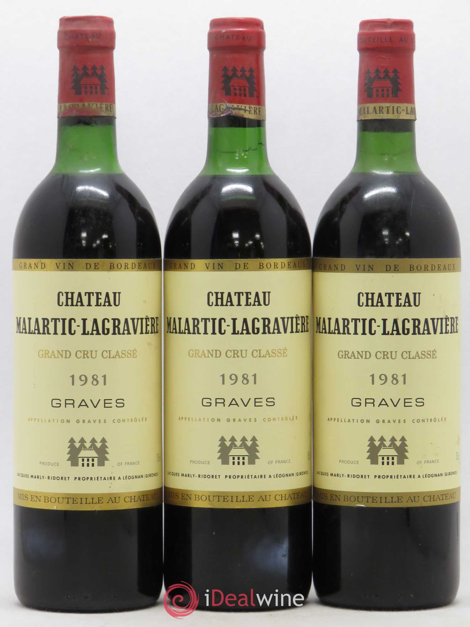 Château Malartic-Lagravière Cru Classé de Graves 1981 - Lot de 3 bouteilles - 0