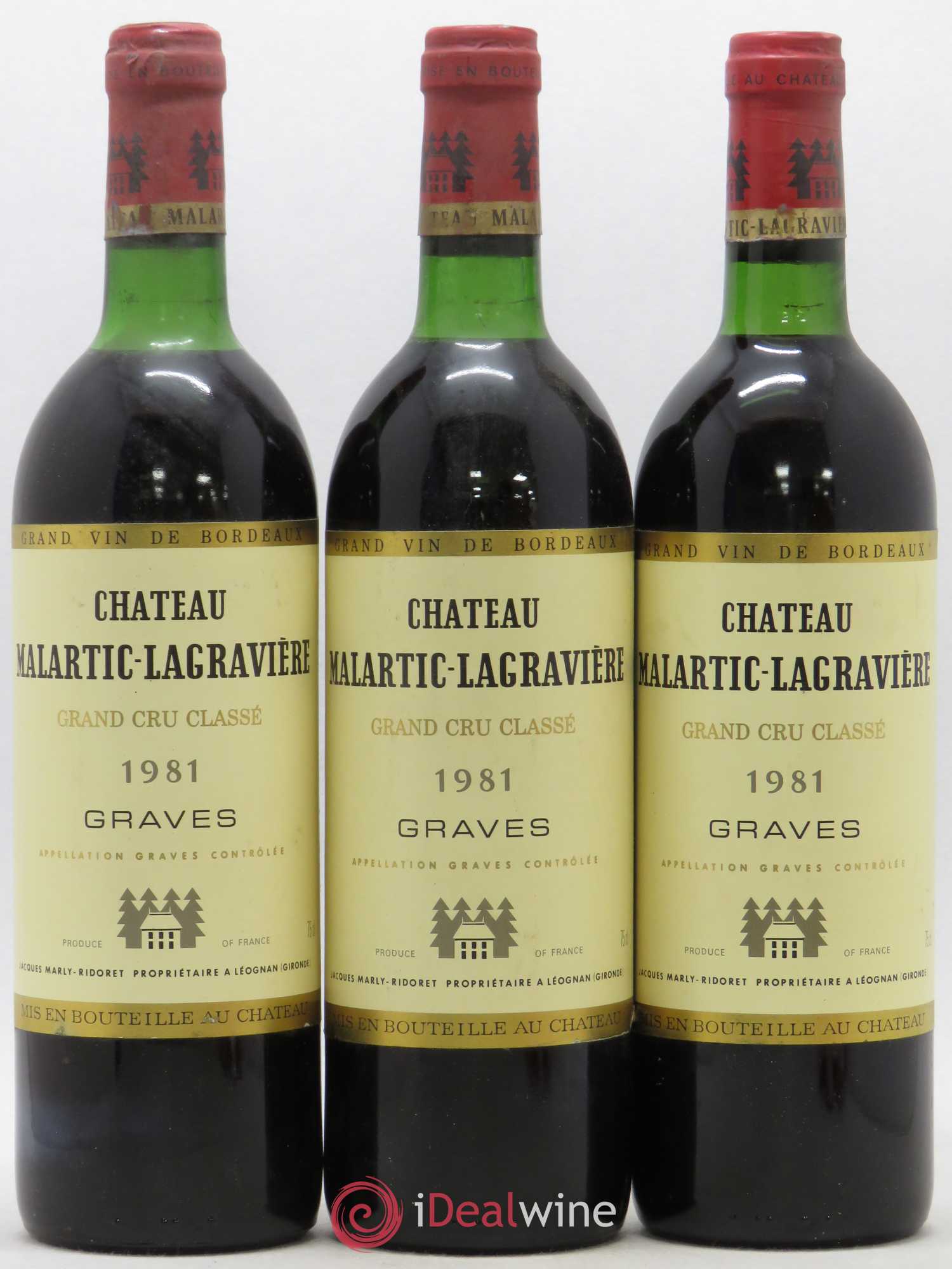 Château Malartic-Lagravière Cru Classé de Graves 1981 - Lot de 3 bouteilles - 0