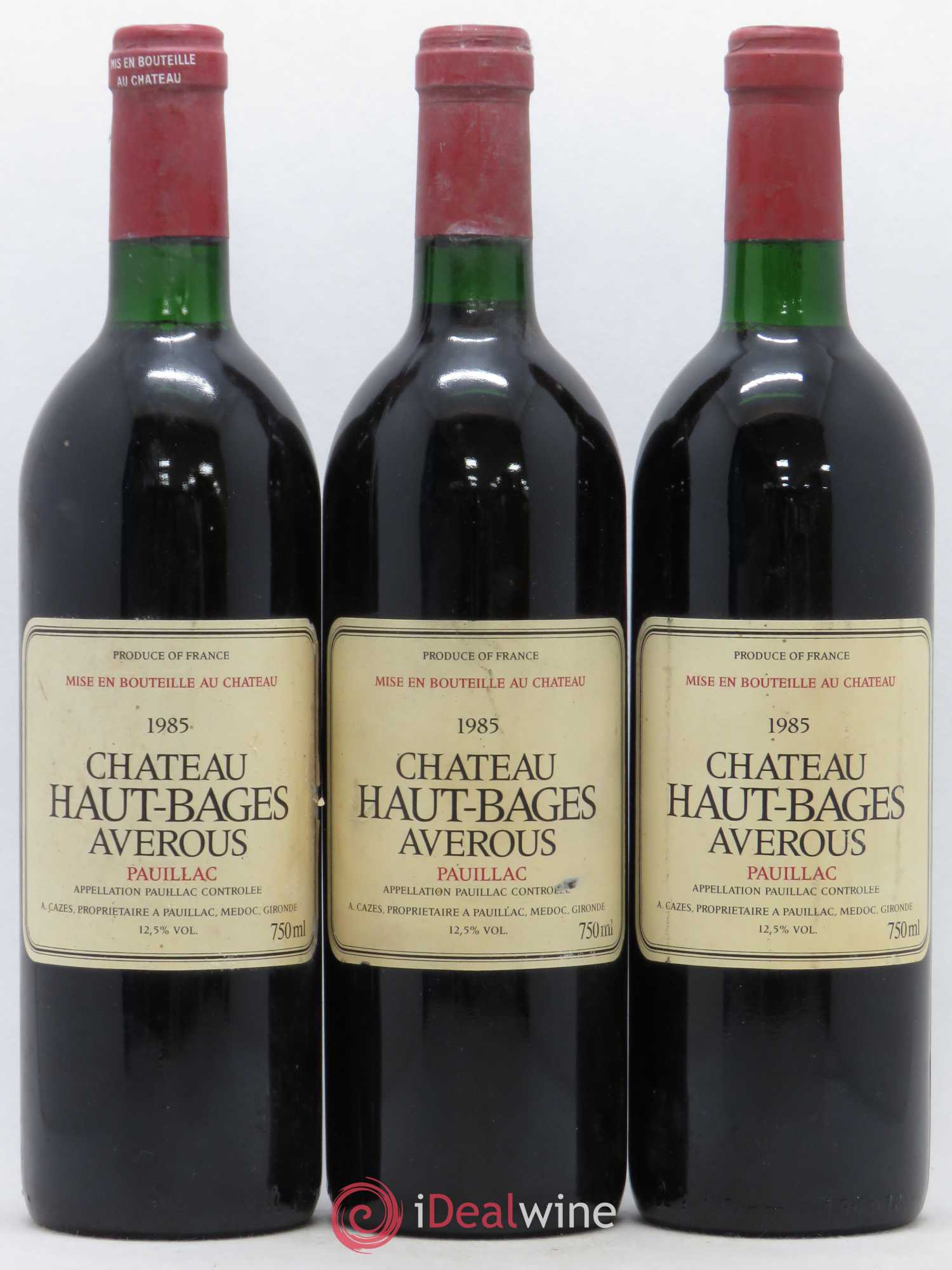 Château Haut Bages Averous Cru Bourgeois 1985 - Lot de 3 bouteilles - 0