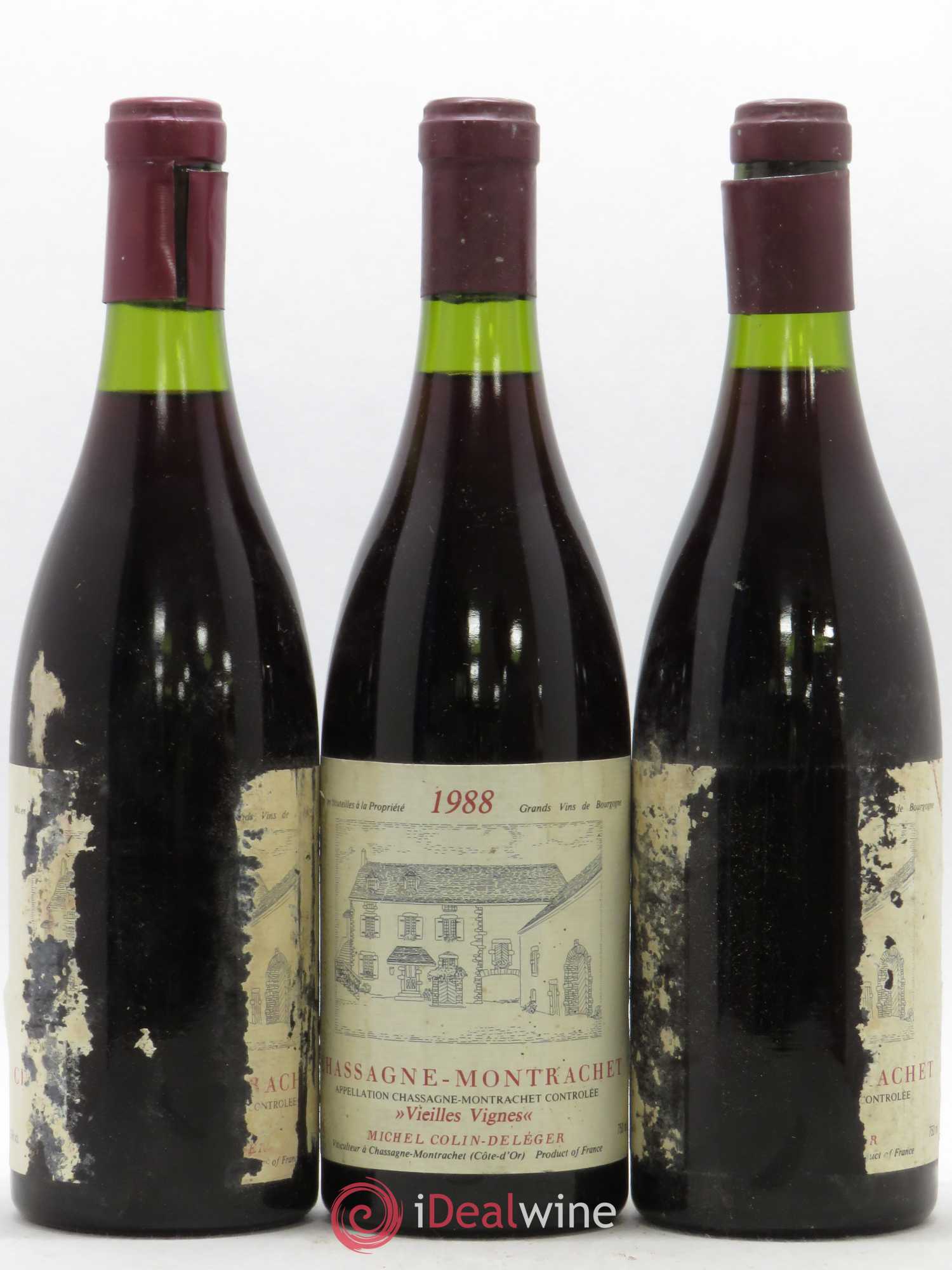 Chassagne-Montrachet Vieilles Vignes Michel Colin Deléger 1988 - Posten von 3 Flaschen - 0