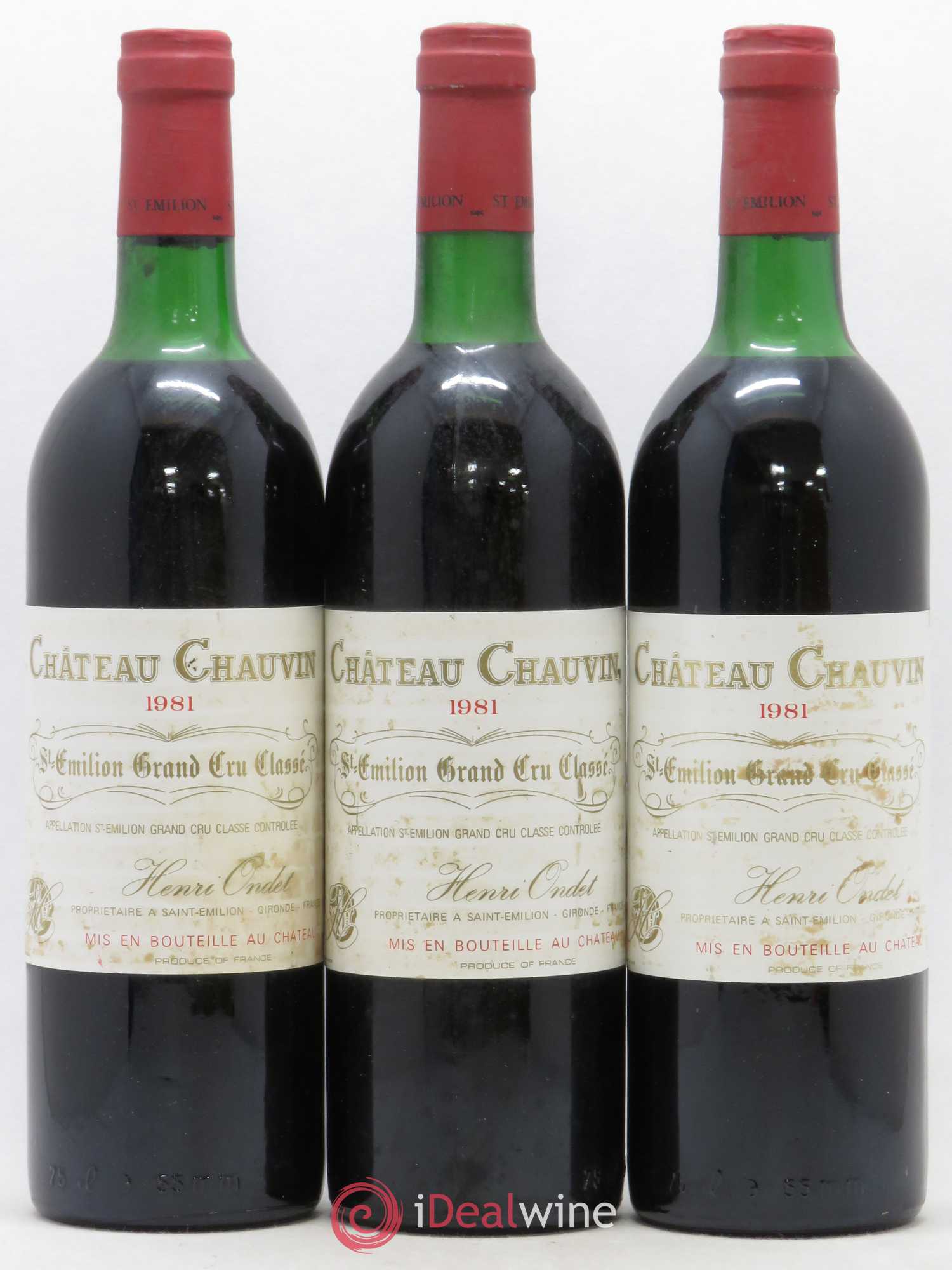 Château Chauvin Grand Cru Classé 1981 - Lot de 3 bouteilles - 0