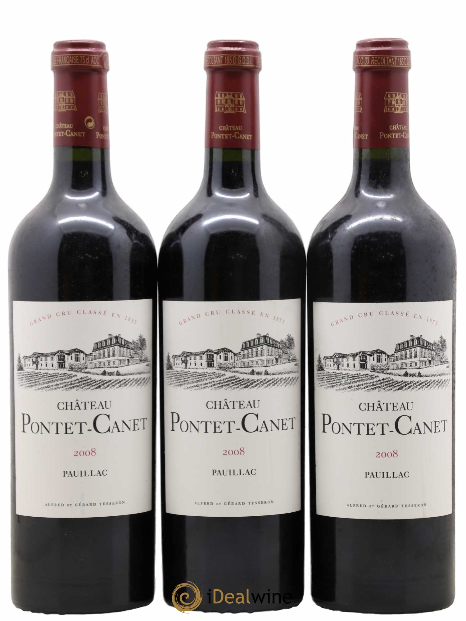 Château Pontet Canet 5ème Grand Cru Classé 2008 - Lot de 3 bouteilles - 0