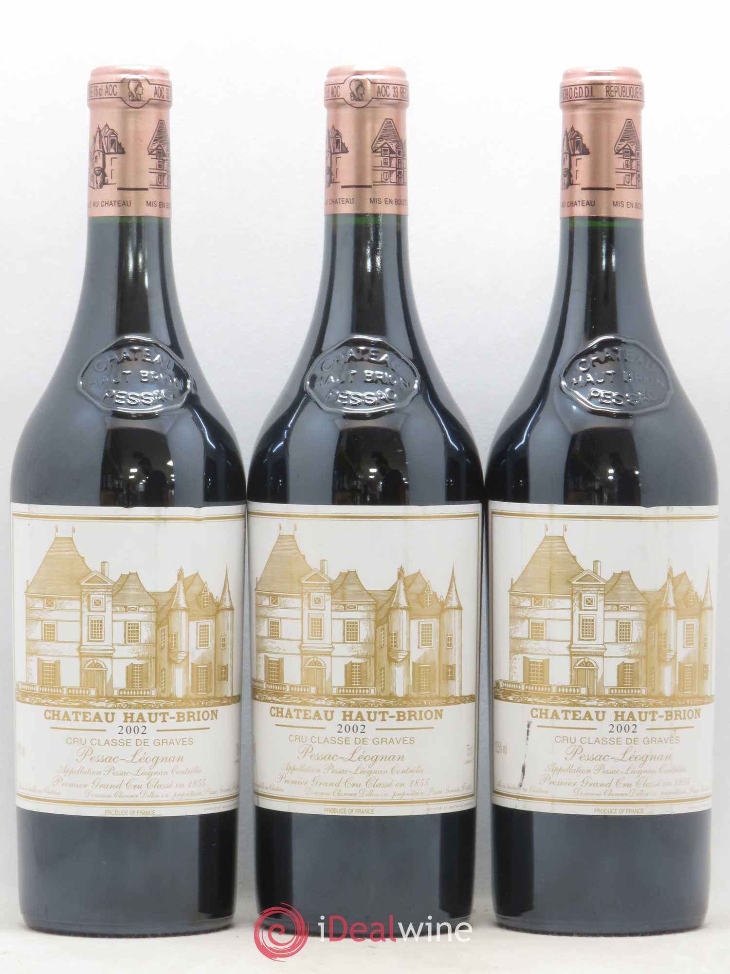 Château Haut Brion 1er Grand Cru Classé 2002 - Lot de 3 bouteilles - 0