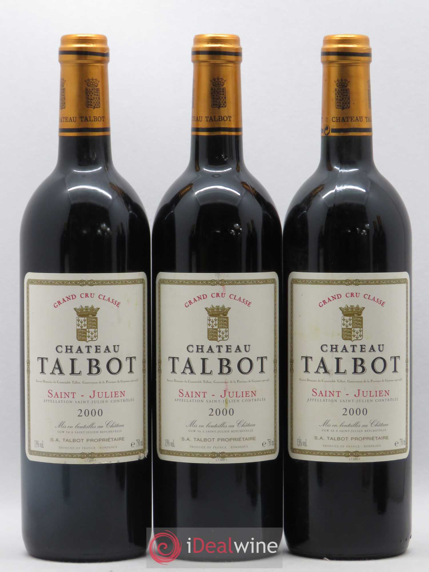 Château Talbot 4ème Grand Cru Classé 2000 - Lot de 6 bouteilles - 1