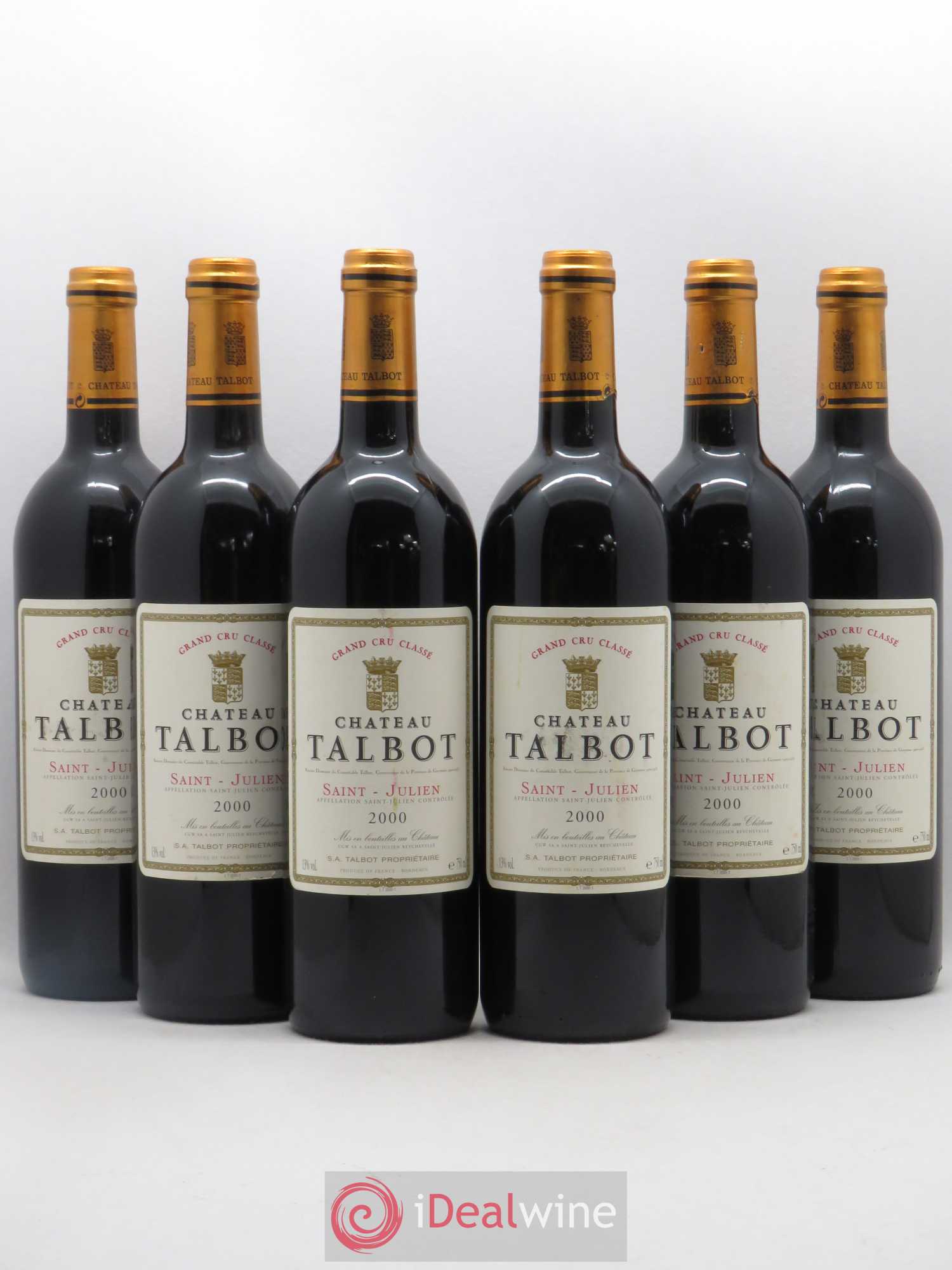 Château Talbot 4ème Grand Cru Classé 2000 - Lot de 6 bouteilles - 0
