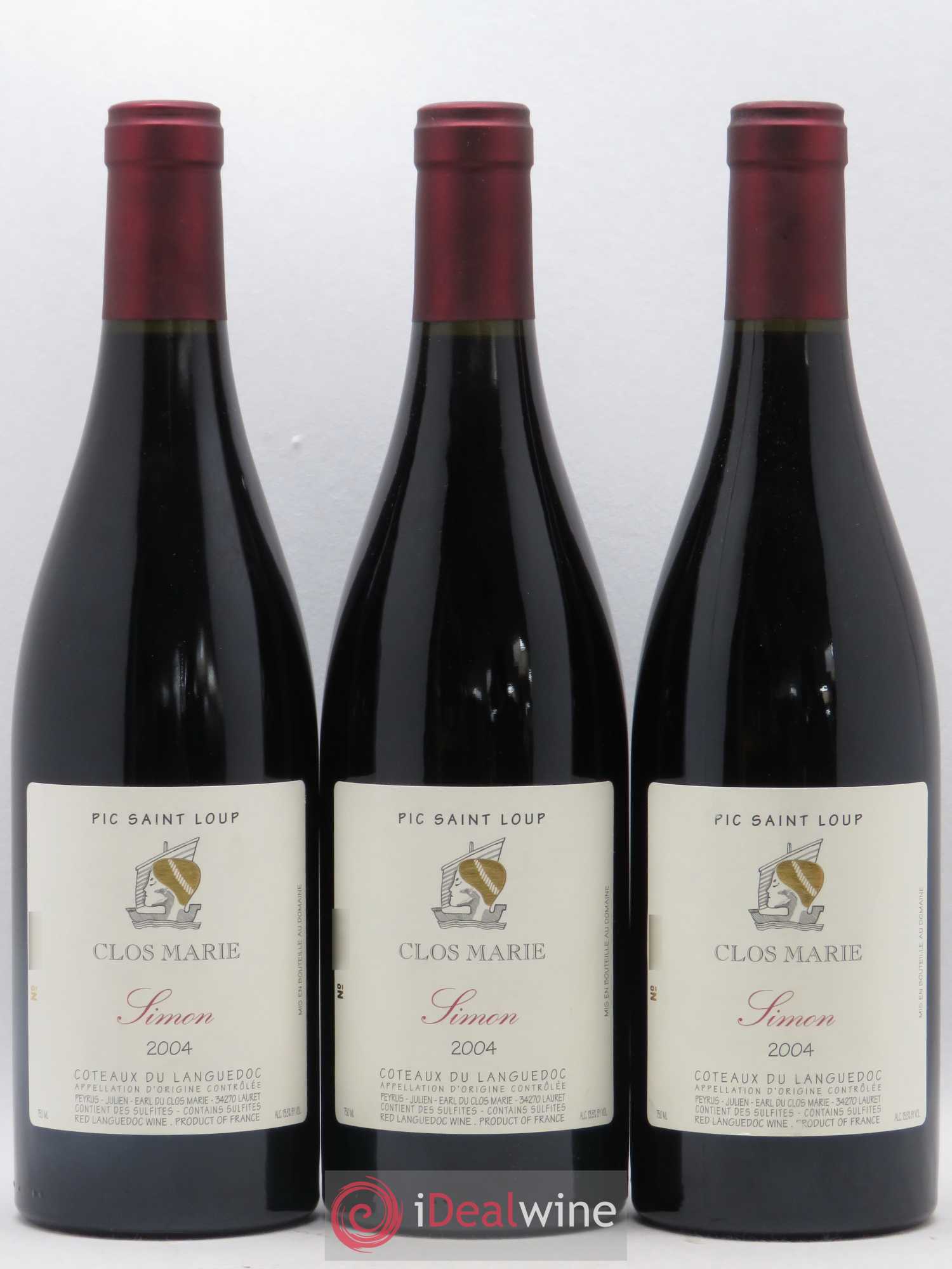 Pic Saint-Loup Clos Marie Cuvée Simon Christophe Peyrus et Françoise Julien 2004 - Lot de 3 bouteilles - 0