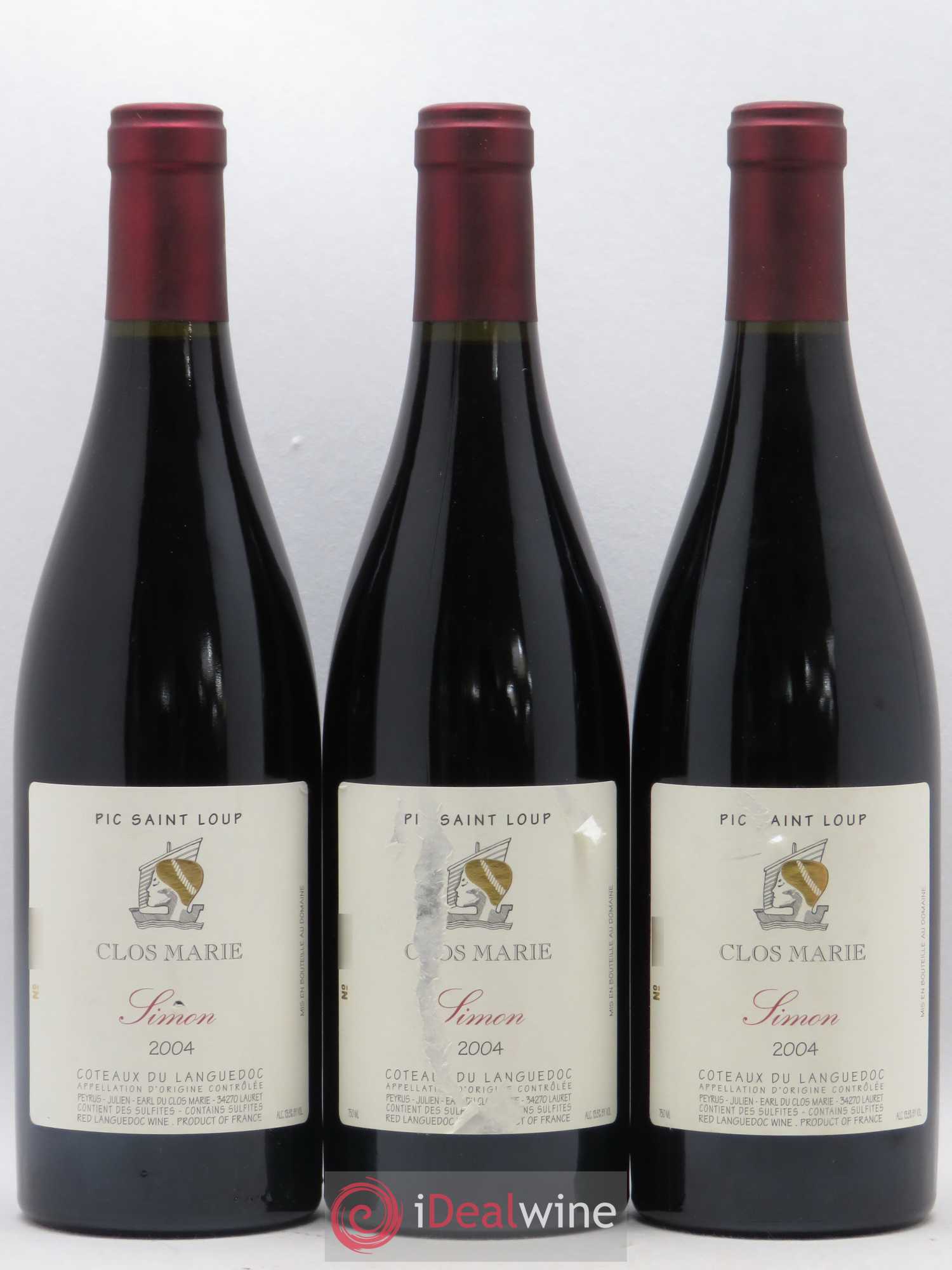Pic Saint-Loup Clos Marie Cuvée Simon Christophe Peyrus et Françoise Julien 2004 - Lot de 3 bouteilles - 0