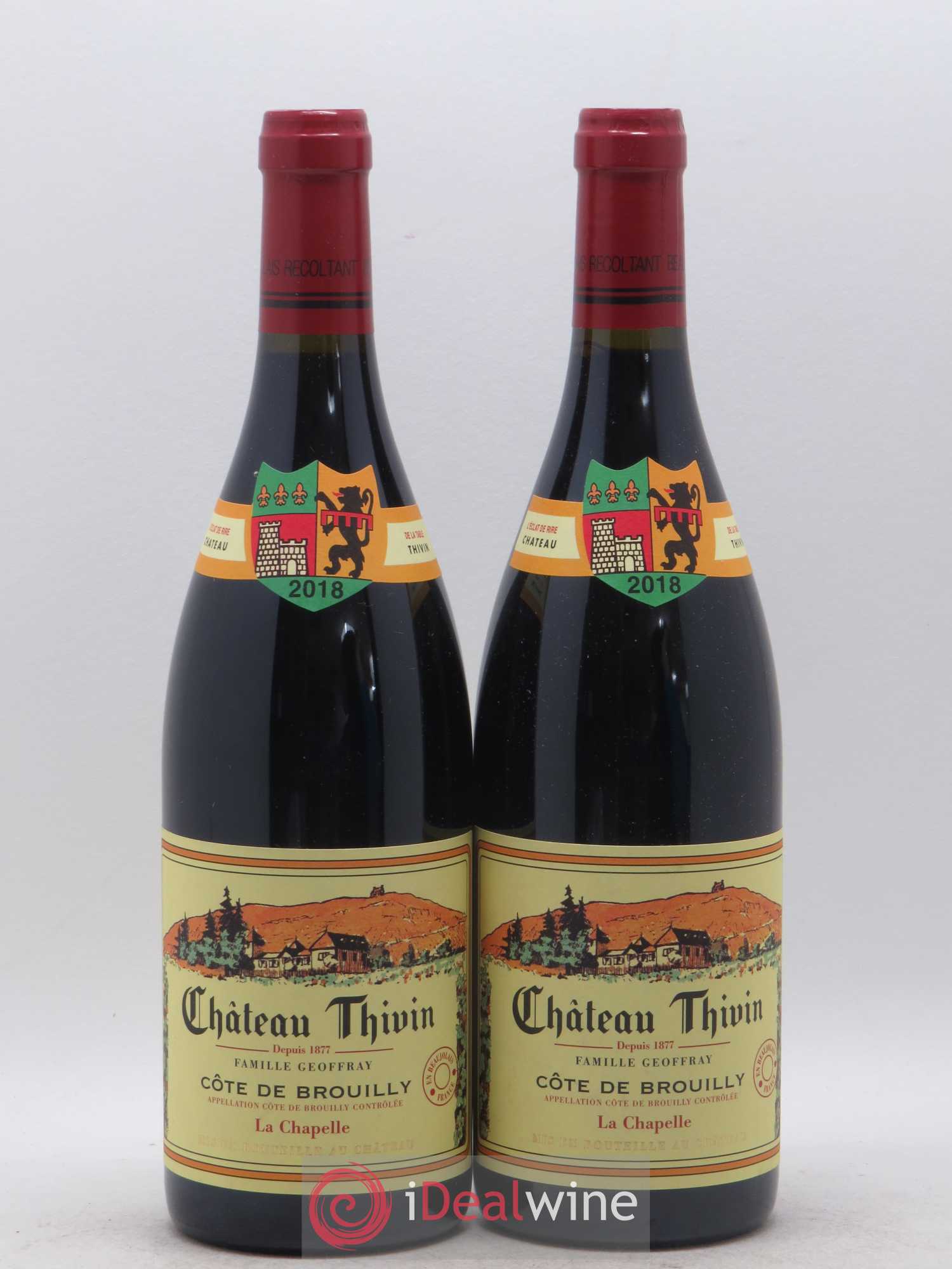 Côte de Brouilly Cuvée La Chapelle Château Thivin (sans prix de réserve) 2018 - Lot de 2 bouteilles - 0