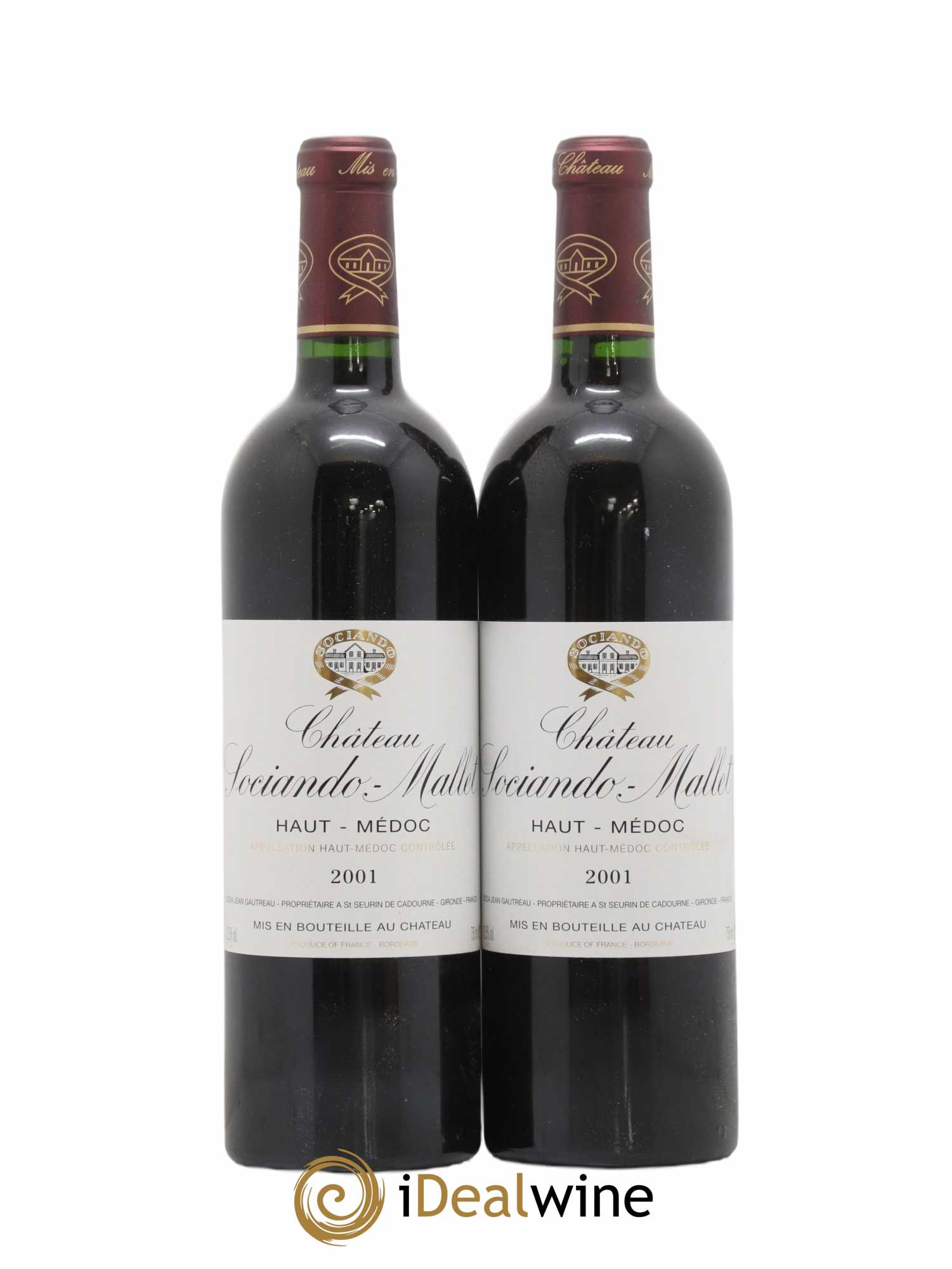 Château Sociando Mallet 2001 - Lot de 2 bouteilles - 0