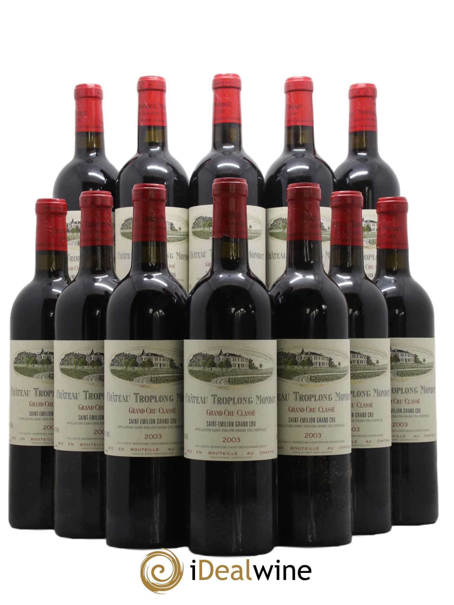 Château Troplong Mondot 1er Grand Cru Classé B 2003 - Lot de 12 bouteilles - 0